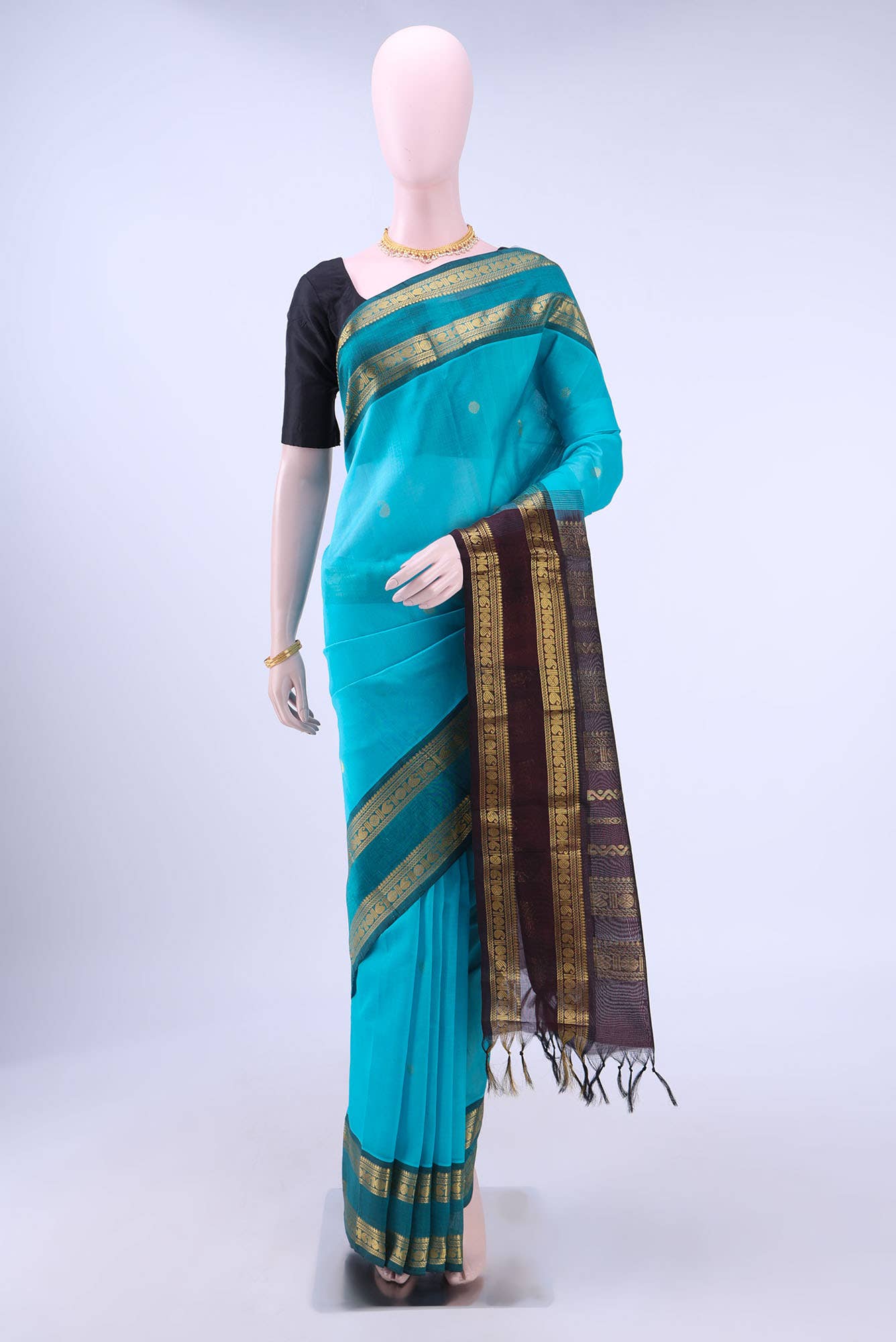 Sky Blue Silk Cotton Saree