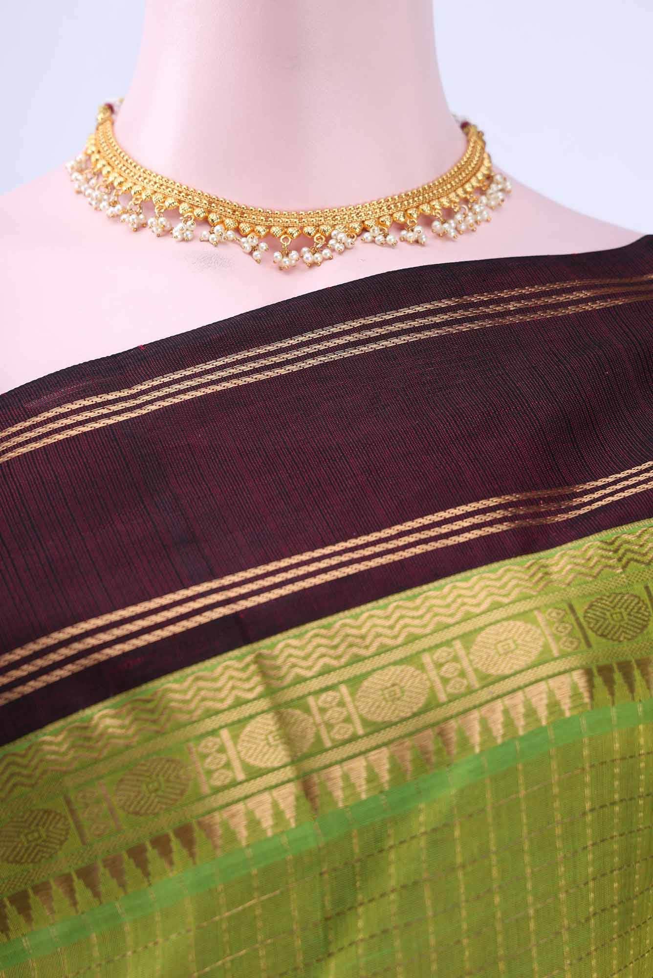 Parrot Green Silk Cotton Saree