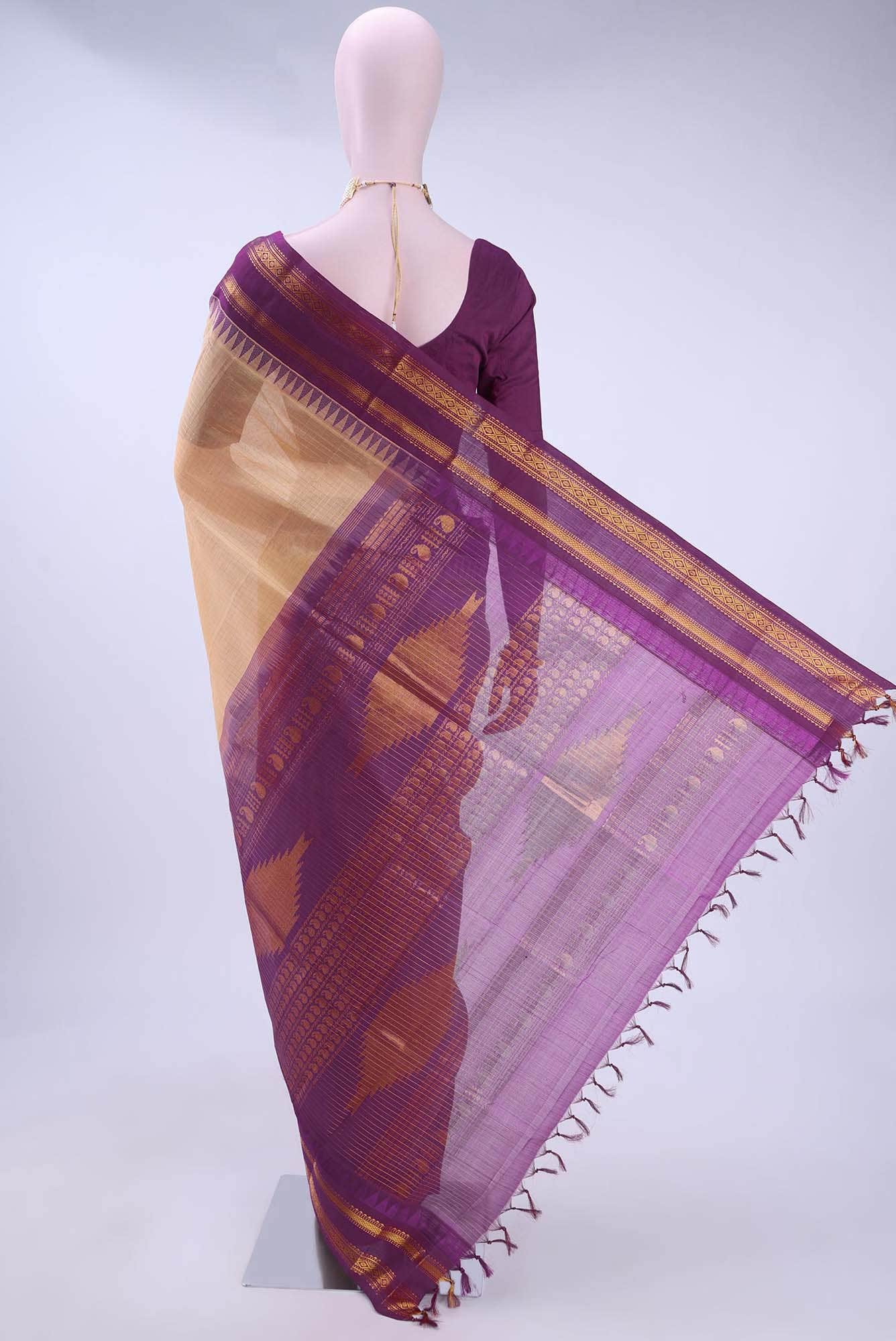 Cream Silk Cotton Saree