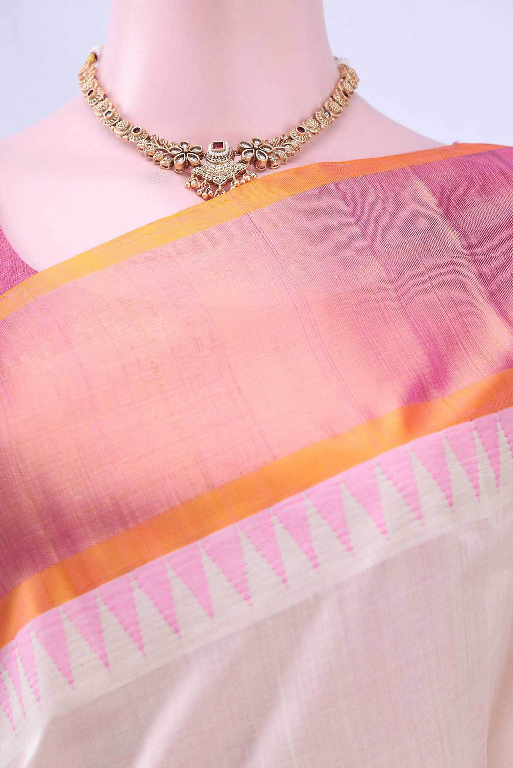 Off White Silk Cotton Saree