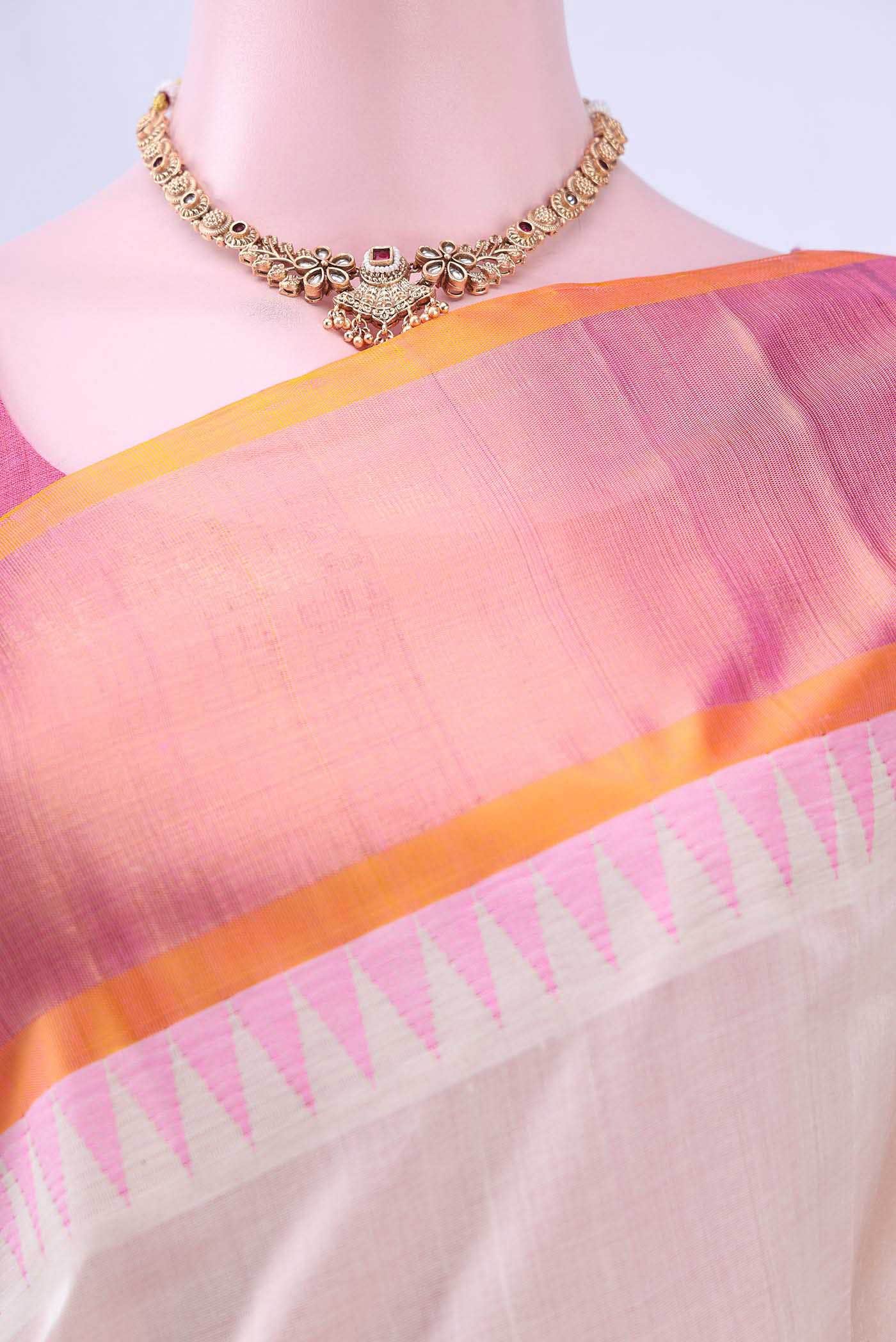 Off White Silk Cotton Saree