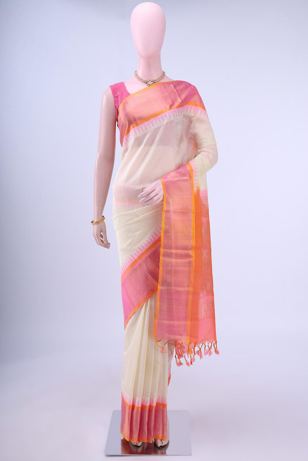 Off White Silk Cotton Saree