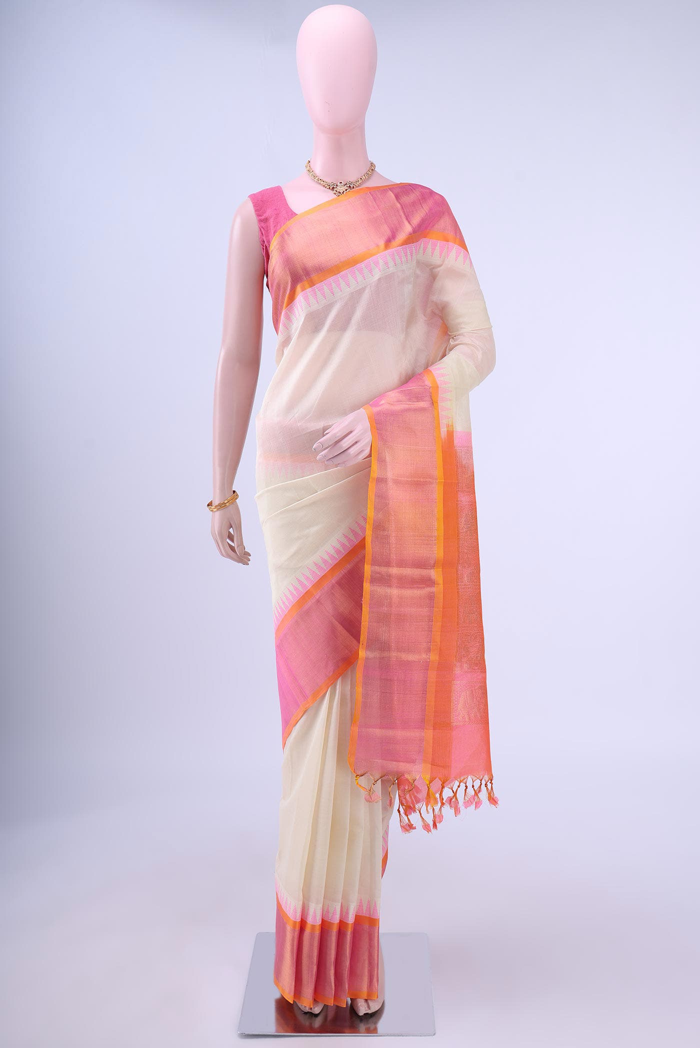 Off White Silk Cotton Saree