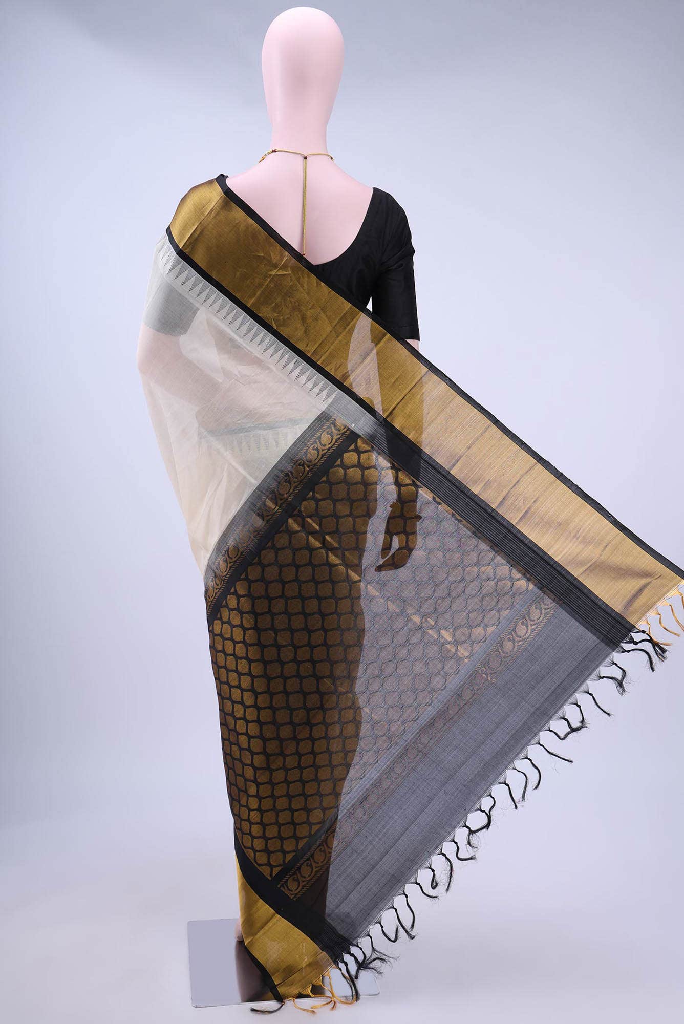 Off White Silk Cotton Saree