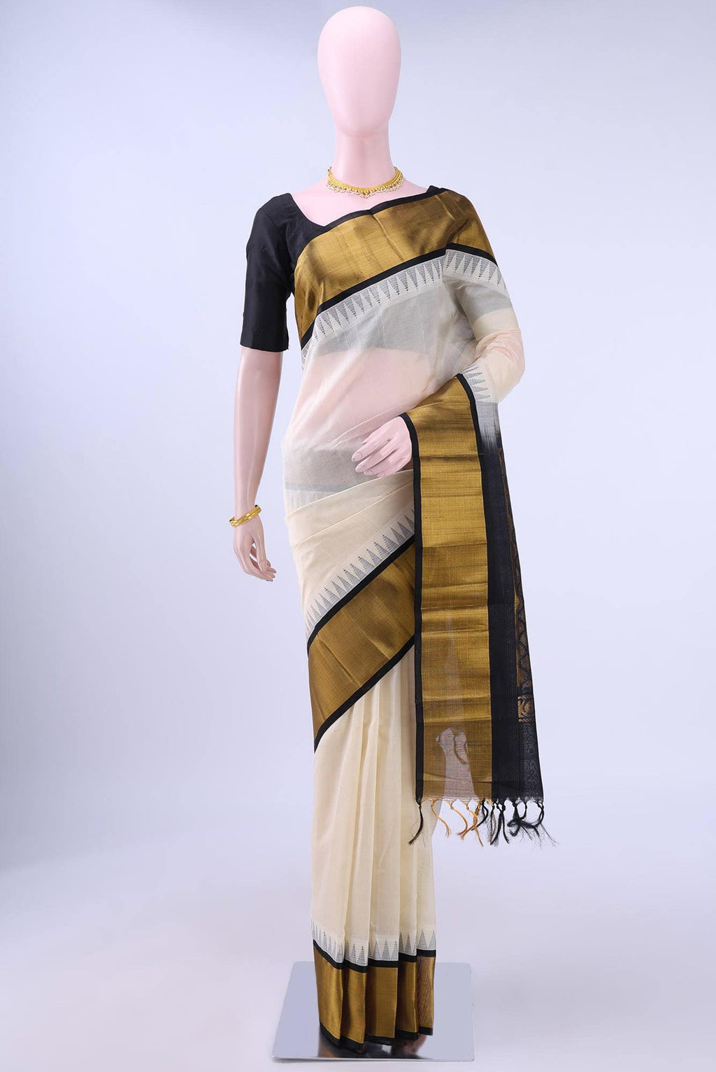 Off White Silk Cotton Saree