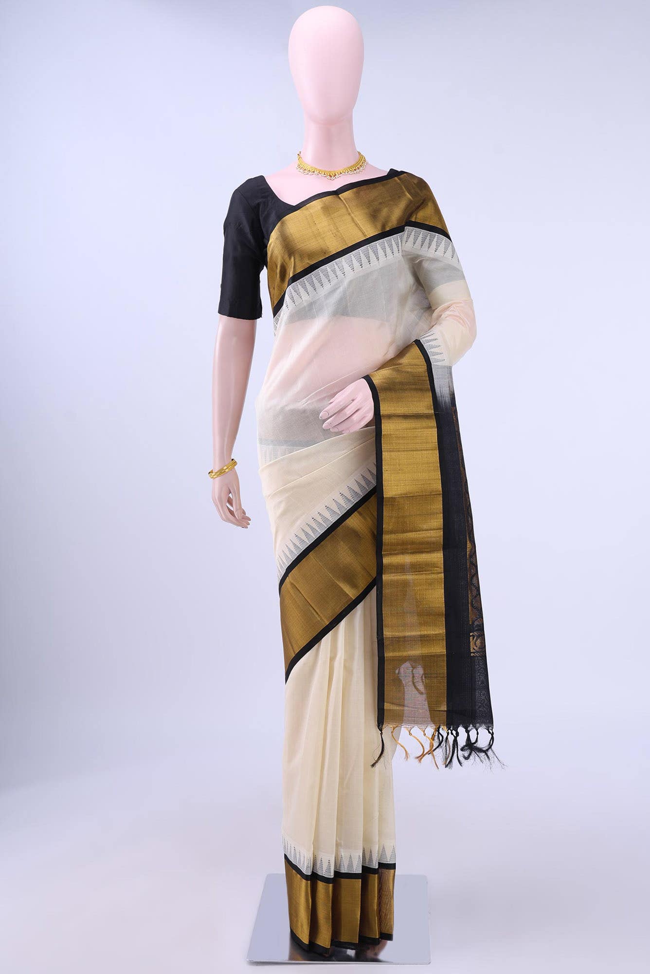 Off White Silk Cotton Saree