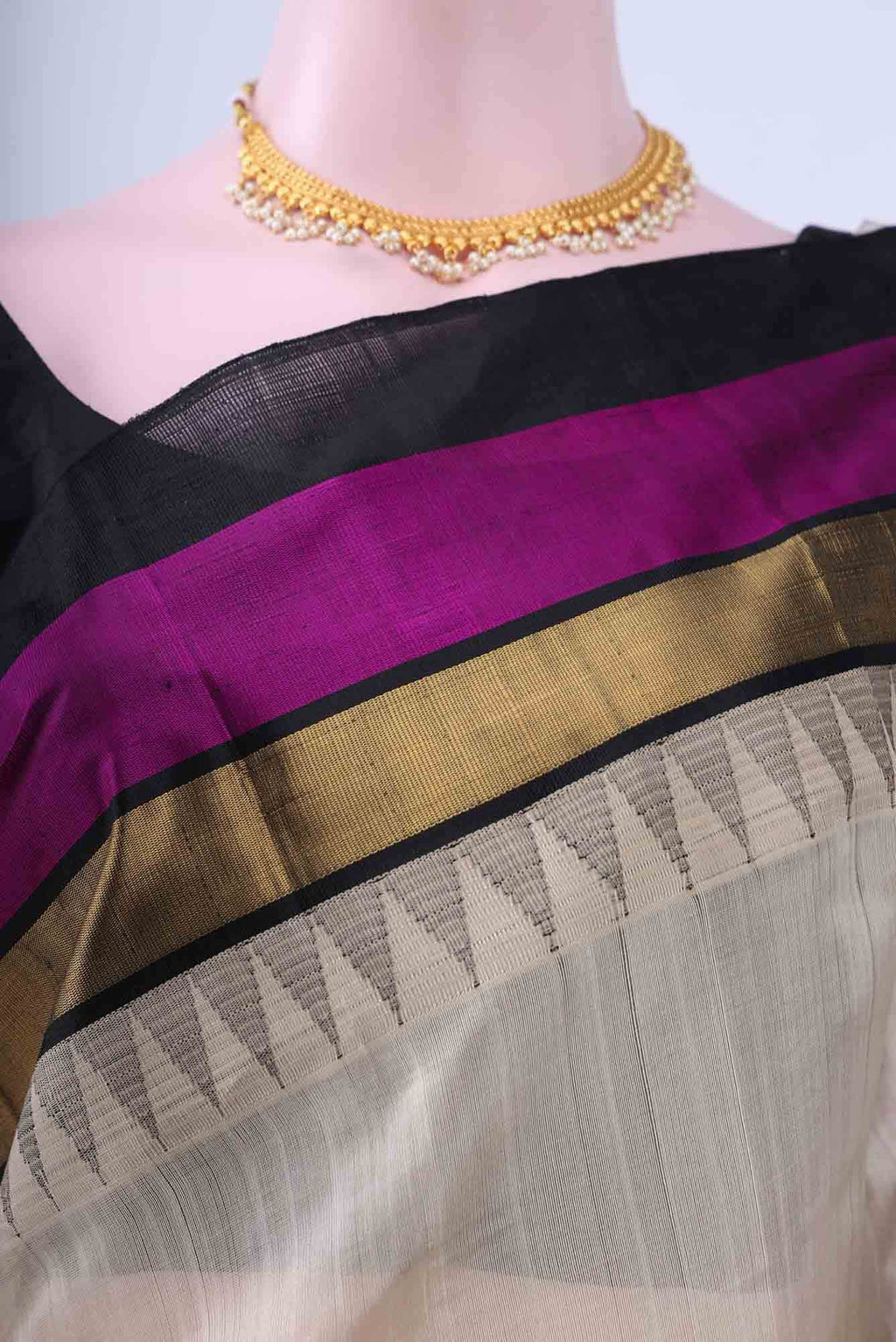 Beige Silk Cotton Saree