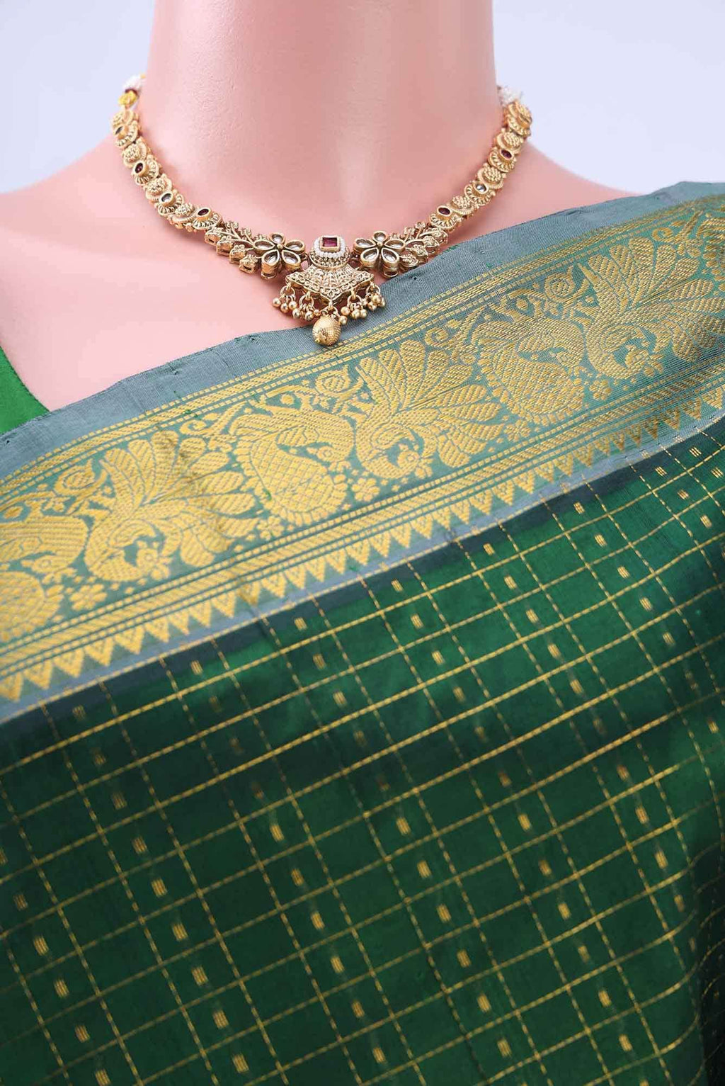 Bottle Green Silk Cotton Saree