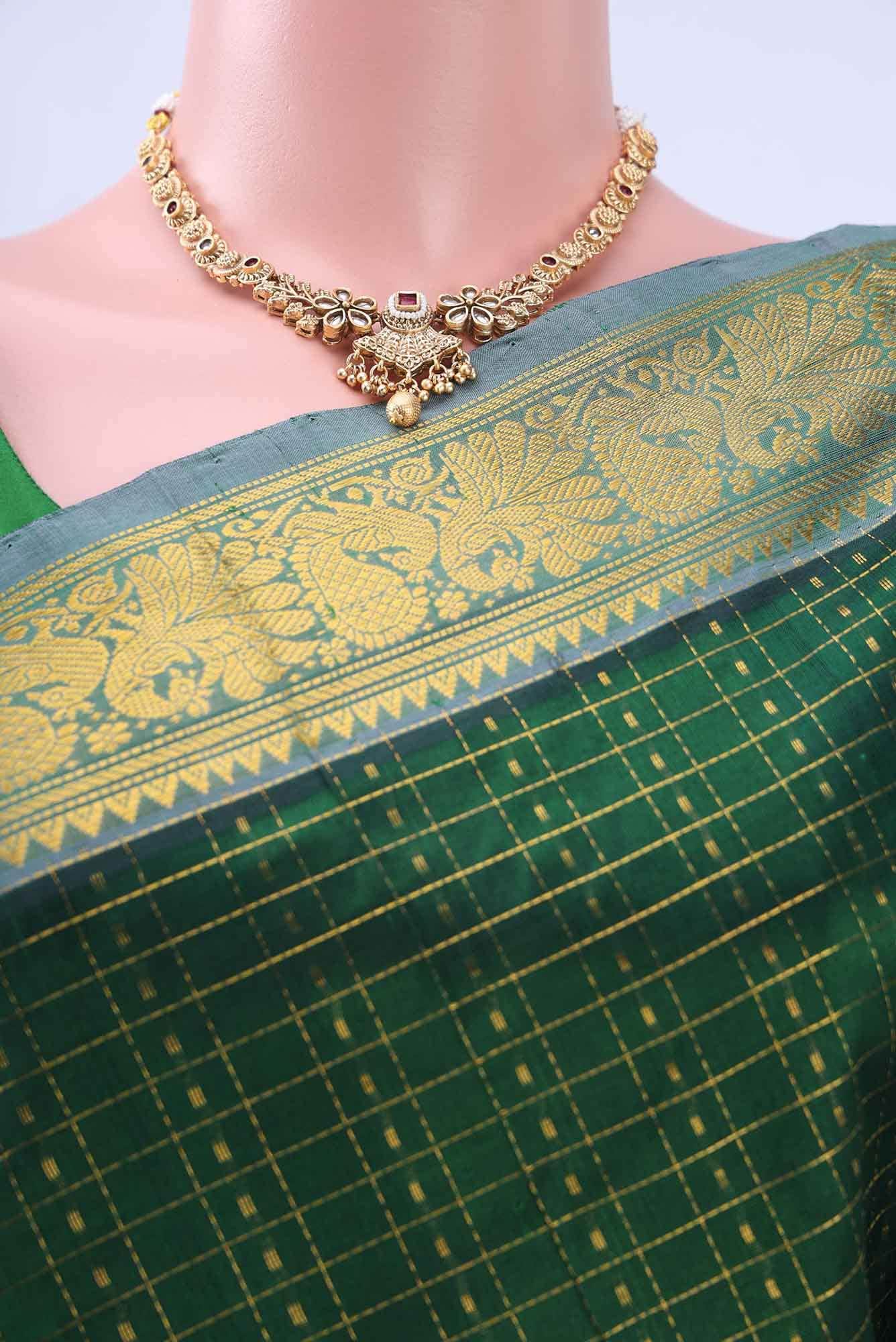 Bottle Green Silk Cotton Saree