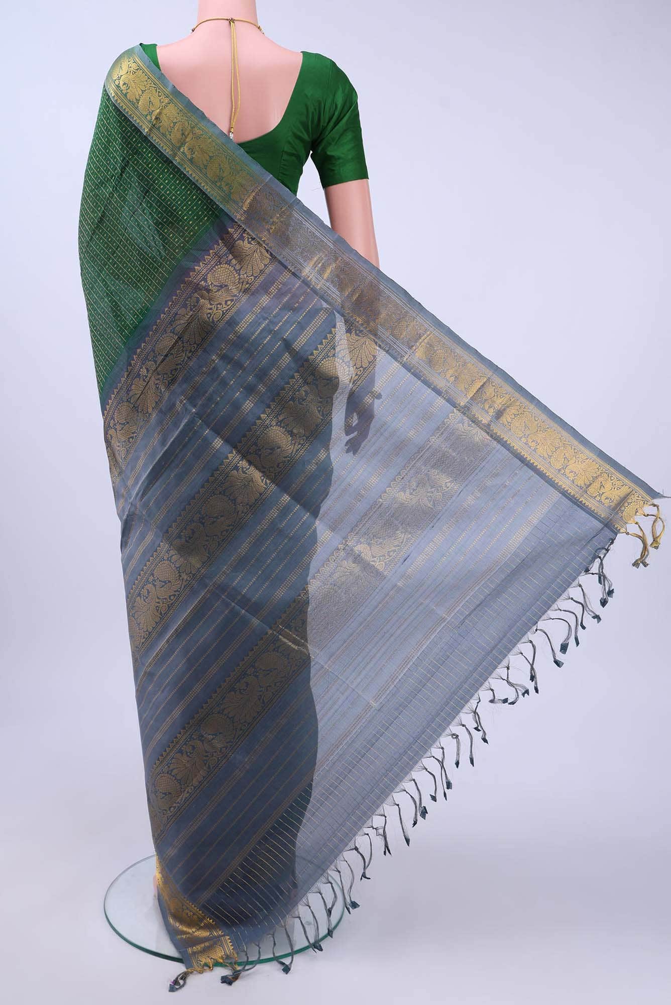 Bottle Green Silk Cotton Saree