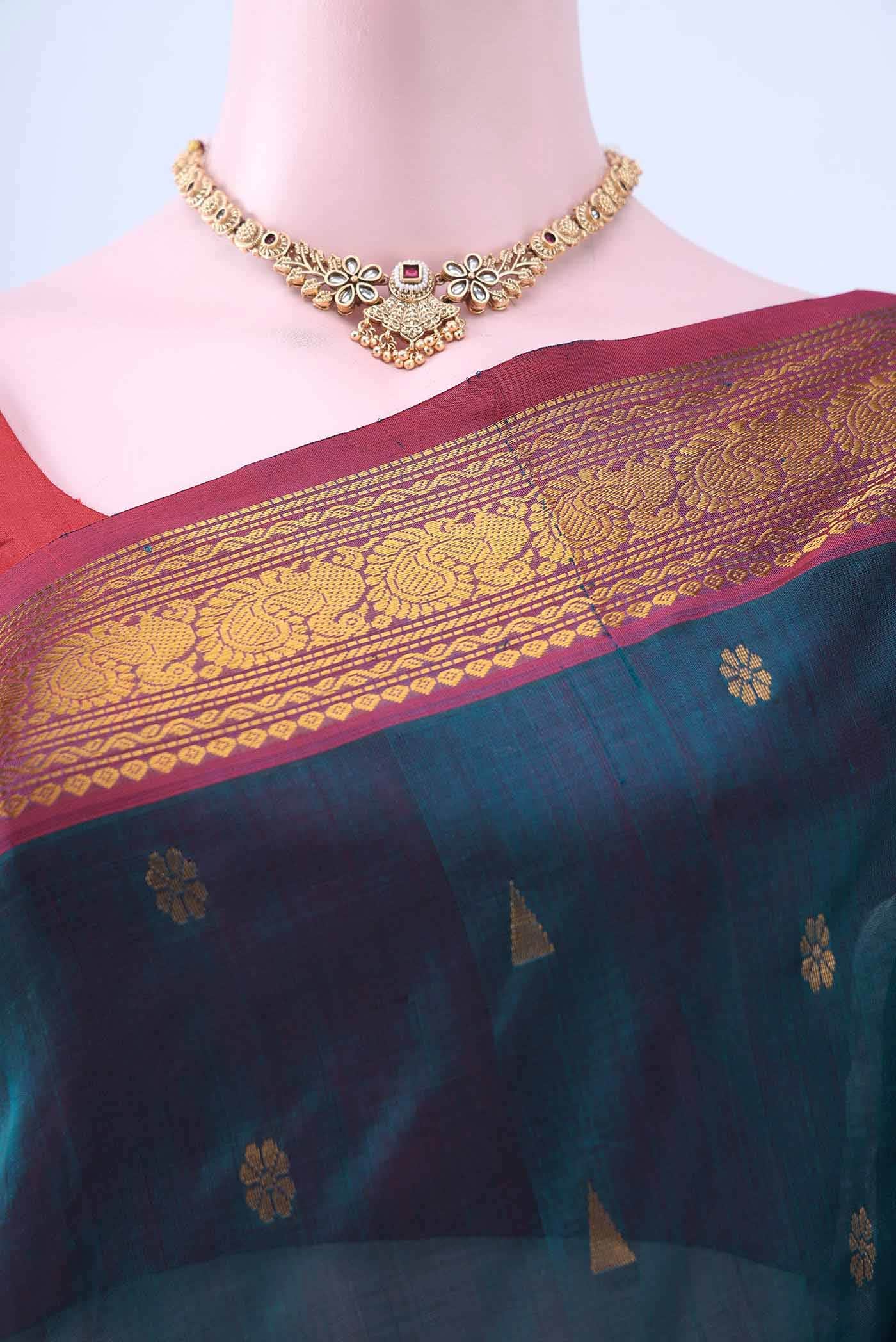 Navy Blue Silk Cotton Saree