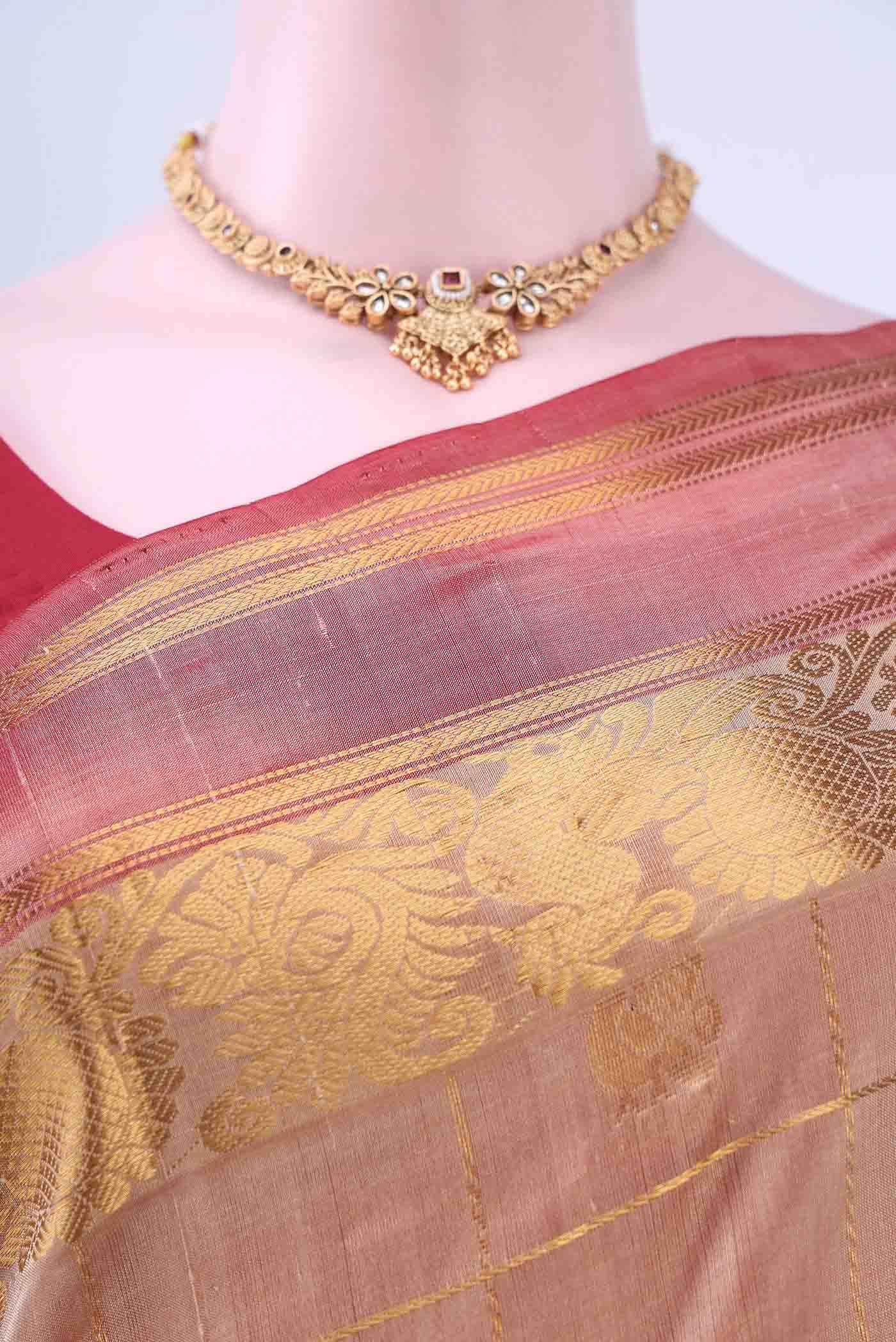Beige Silk Cotton Saree