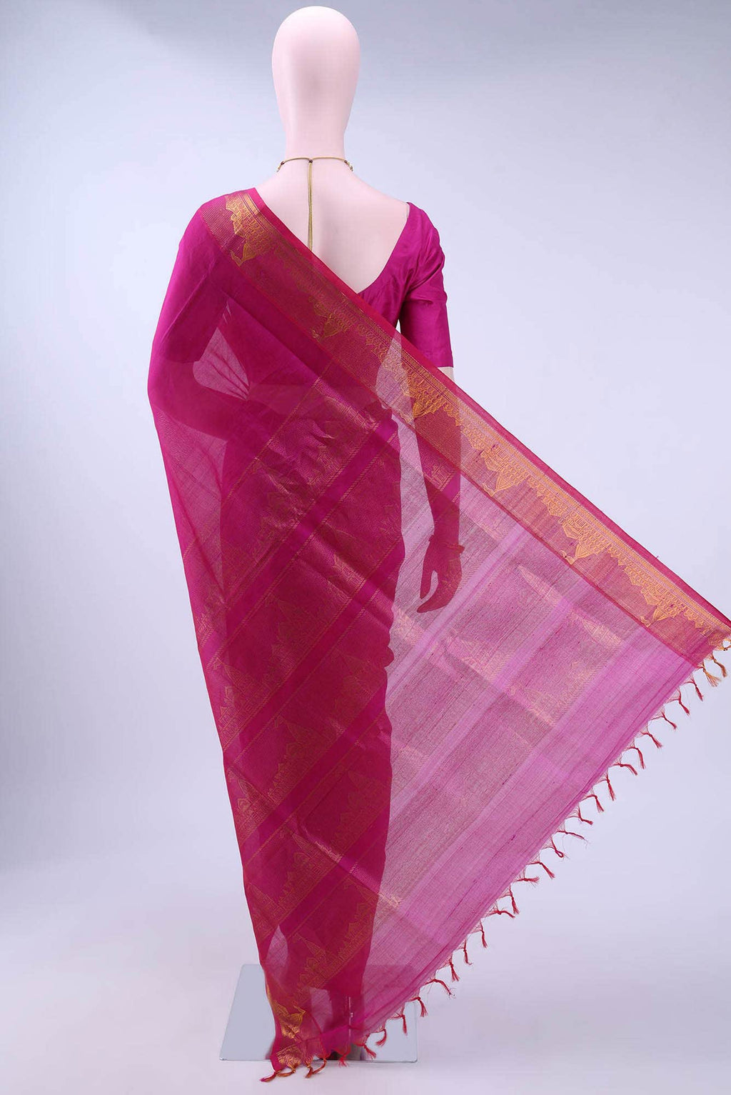 Rani Pink Silk Cotton Saree