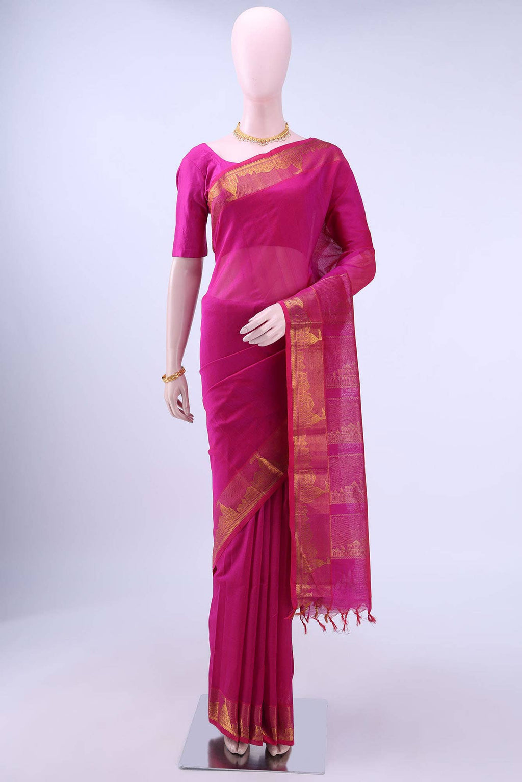 Rani Pink Silk Cotton Saree