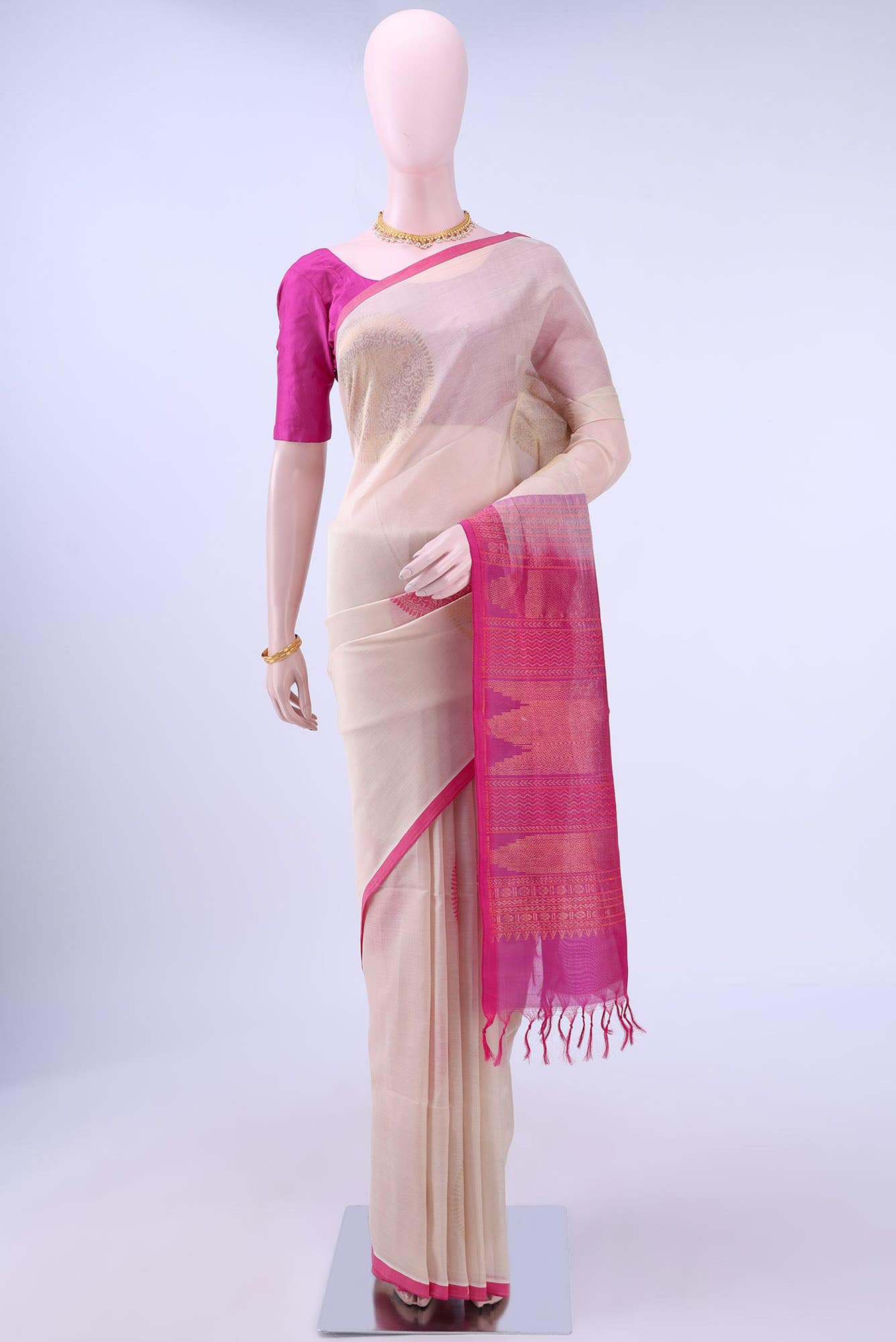 Off White Silk Cotton Saree