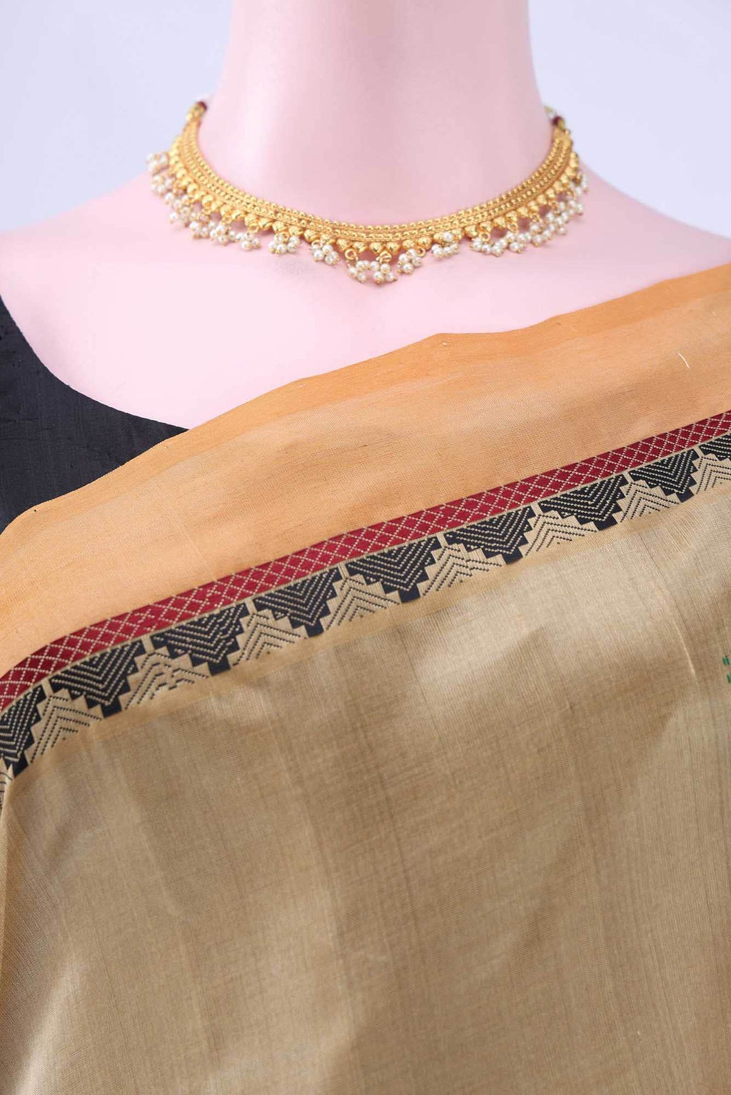 Dark Beige Silk Cotton Saree