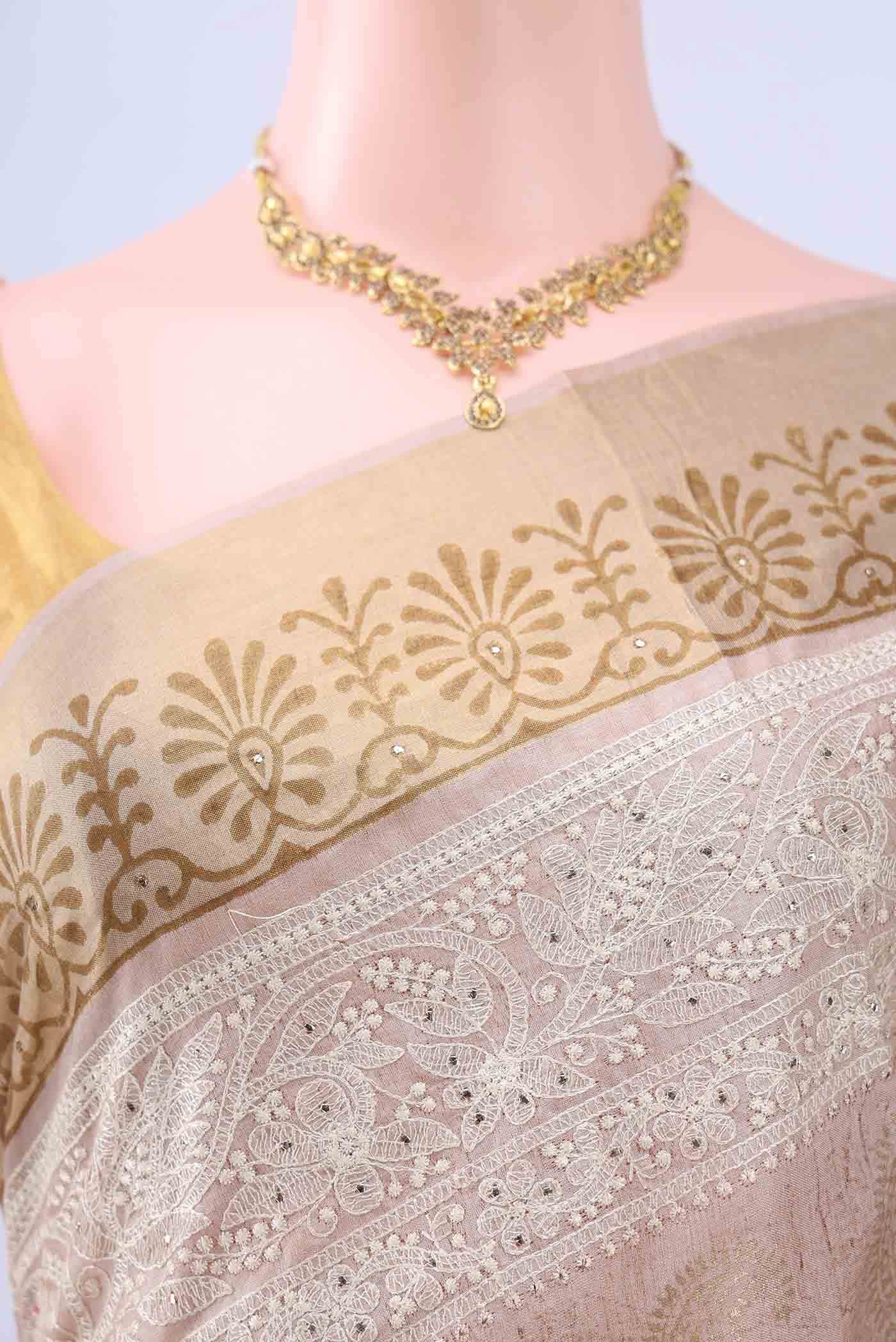 Beige Tussar Saree