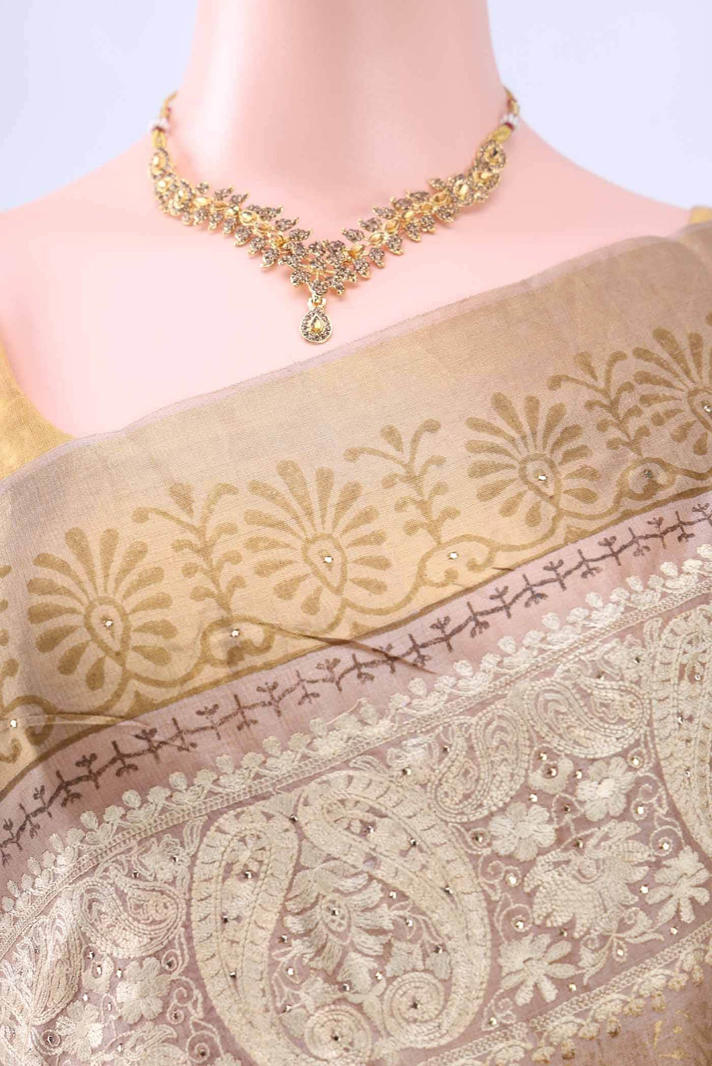 Beige Tussar Saree
