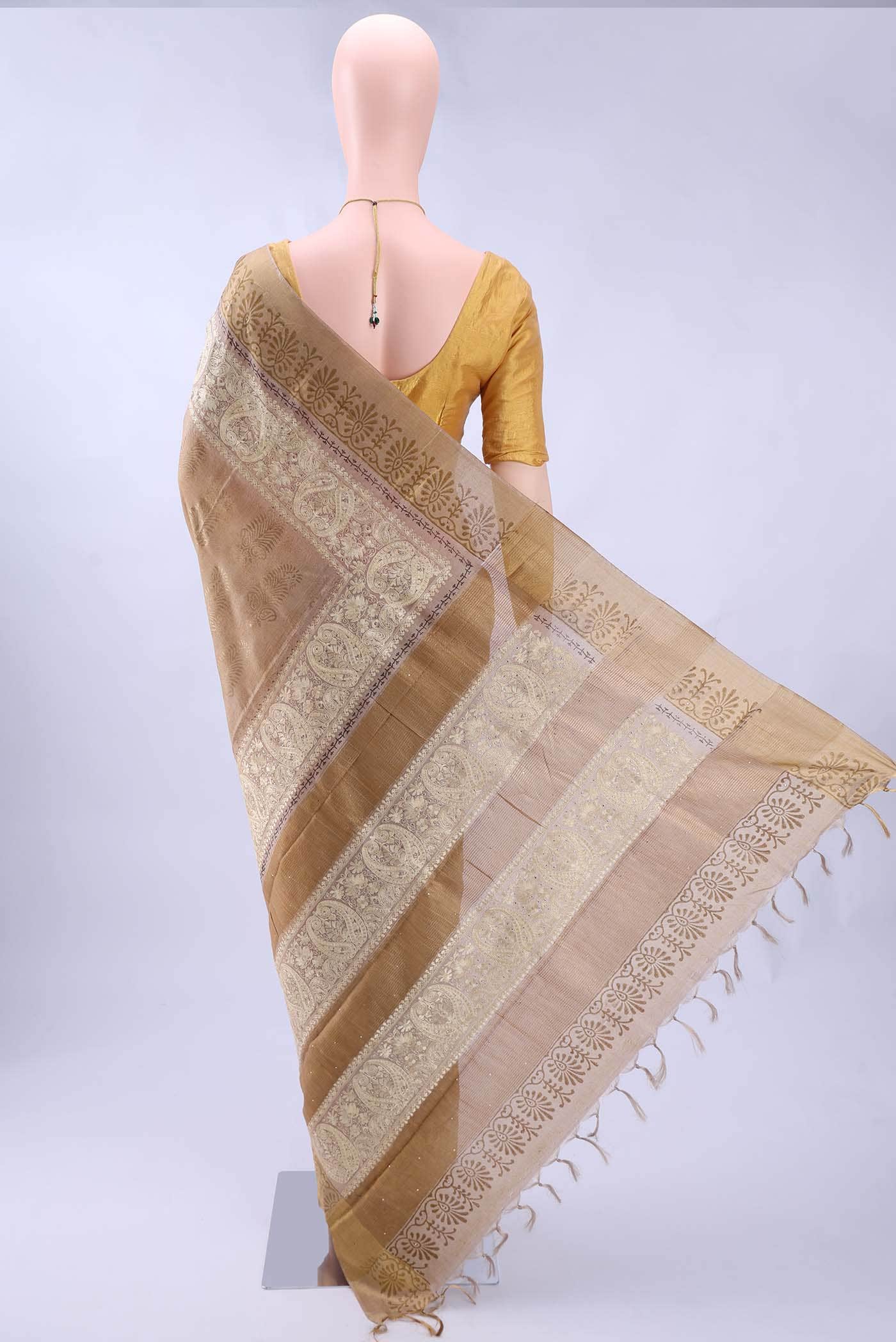 Beige Tussar Saree