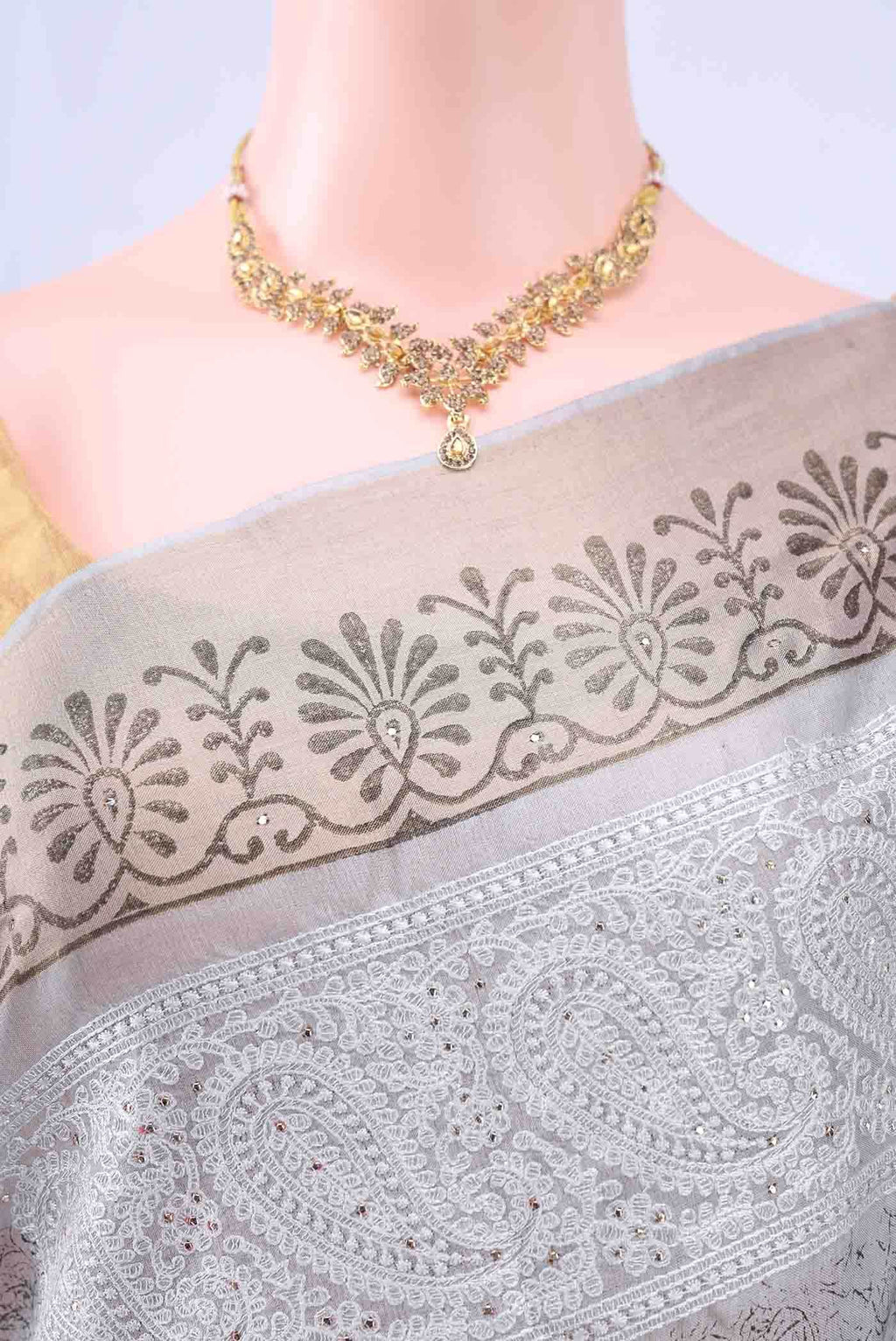 Blue Grey Tussar Saree