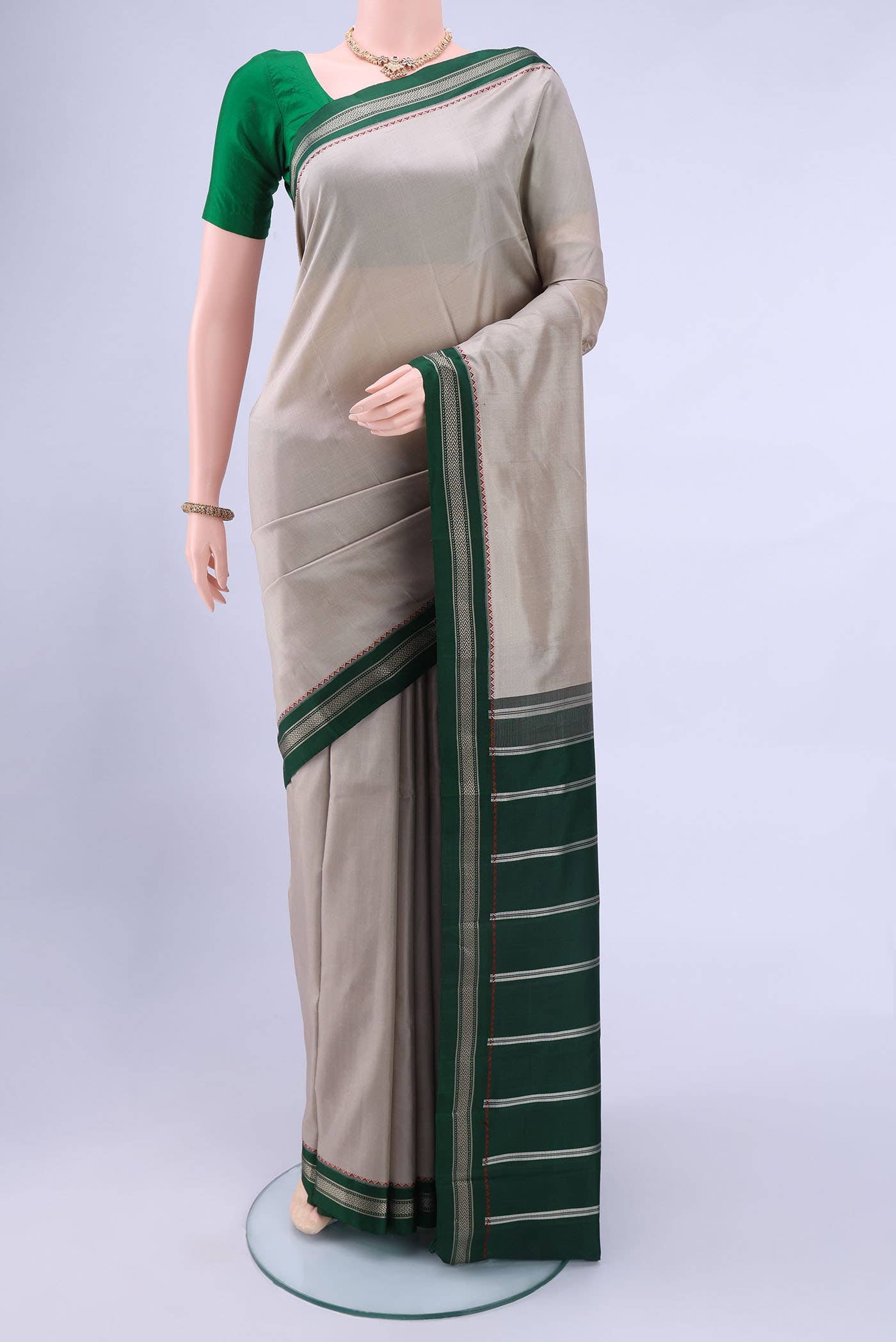 Beige Kanchipuram Silk Saree