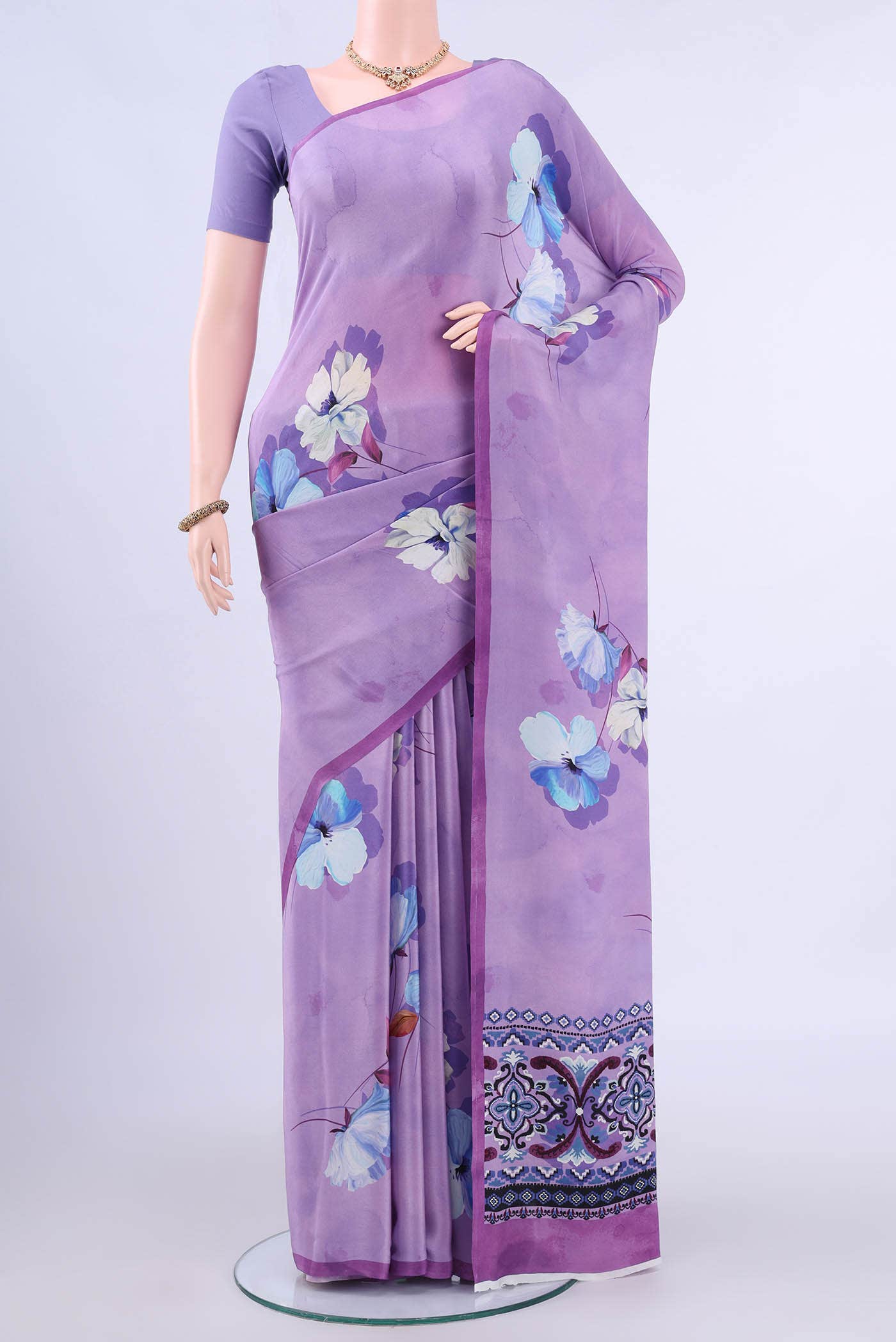 Lavender Mysore Crepe Saree