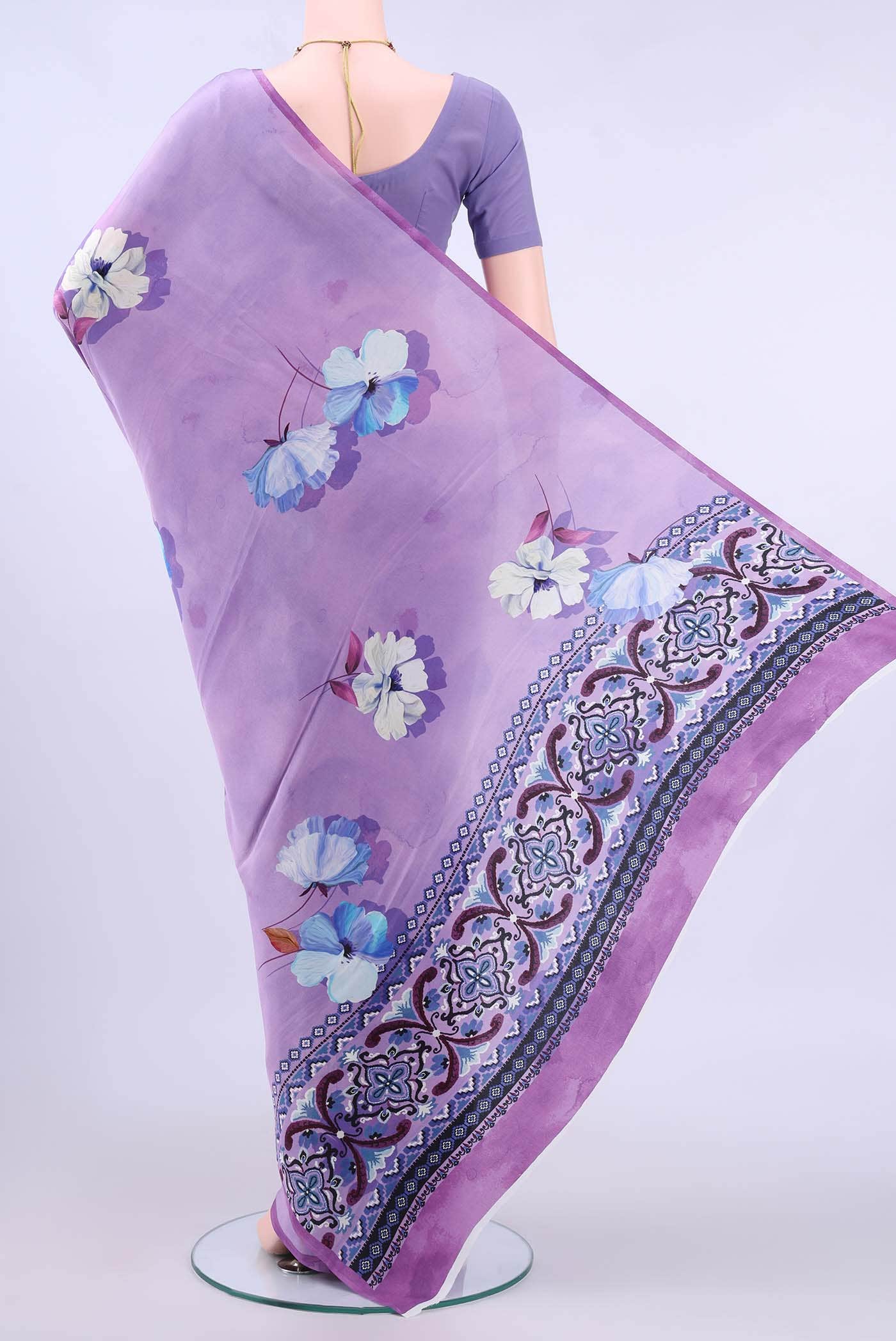 Lavender Mysore Crepe Saree