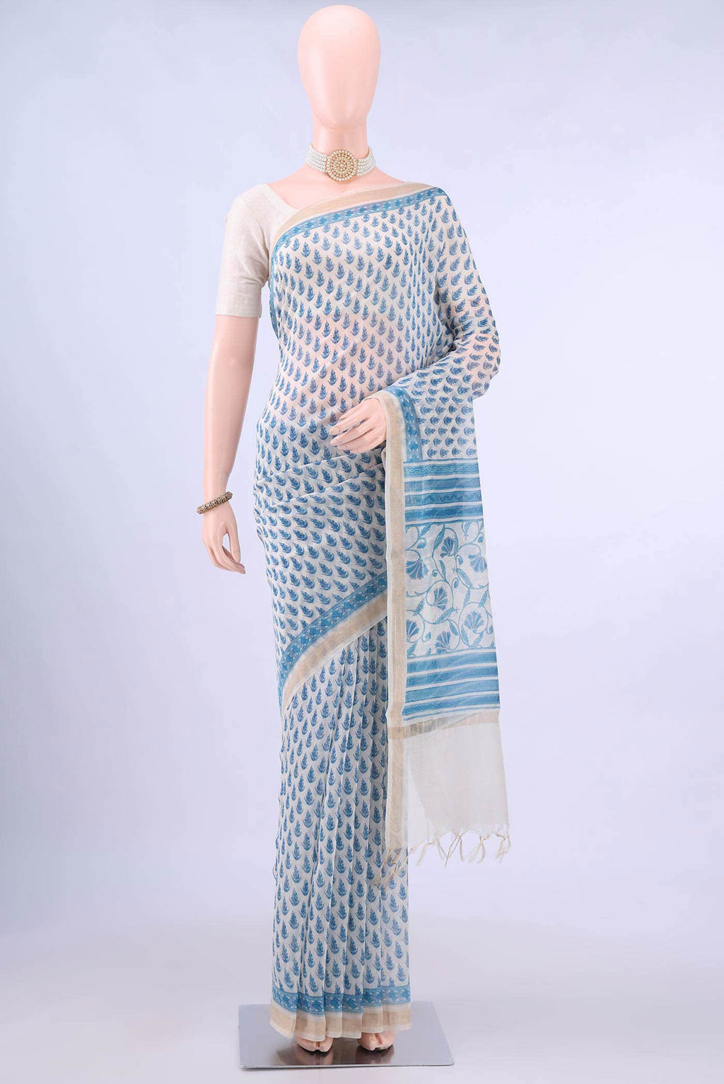 Off White Tussar Saree