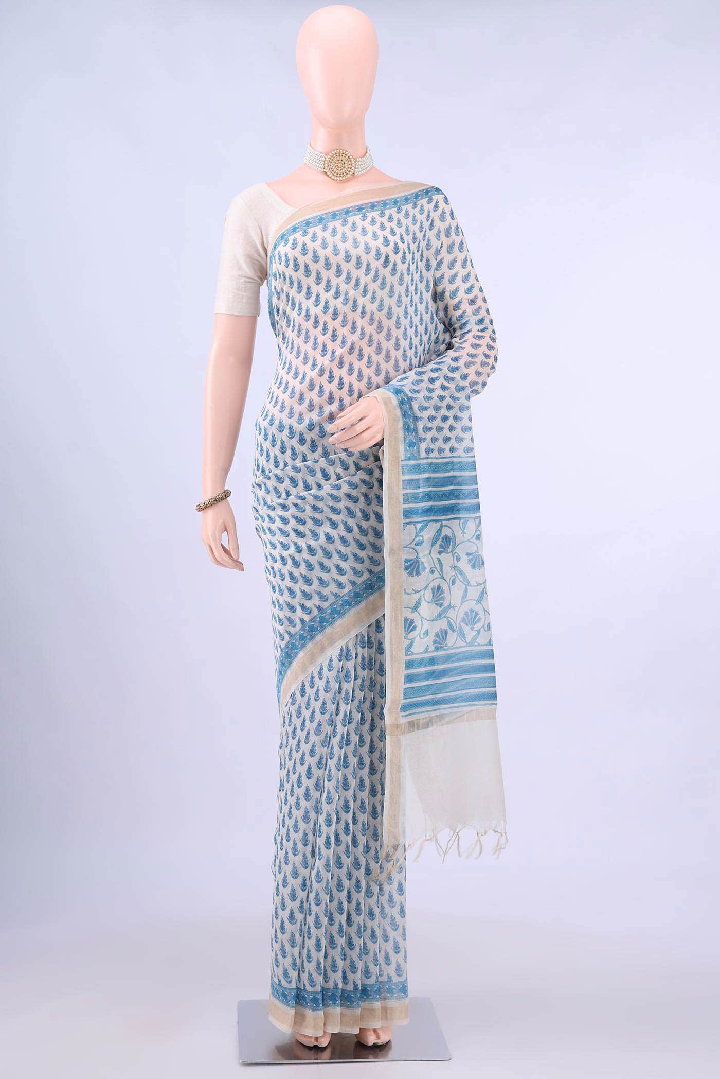 Off White Tussar Saree
