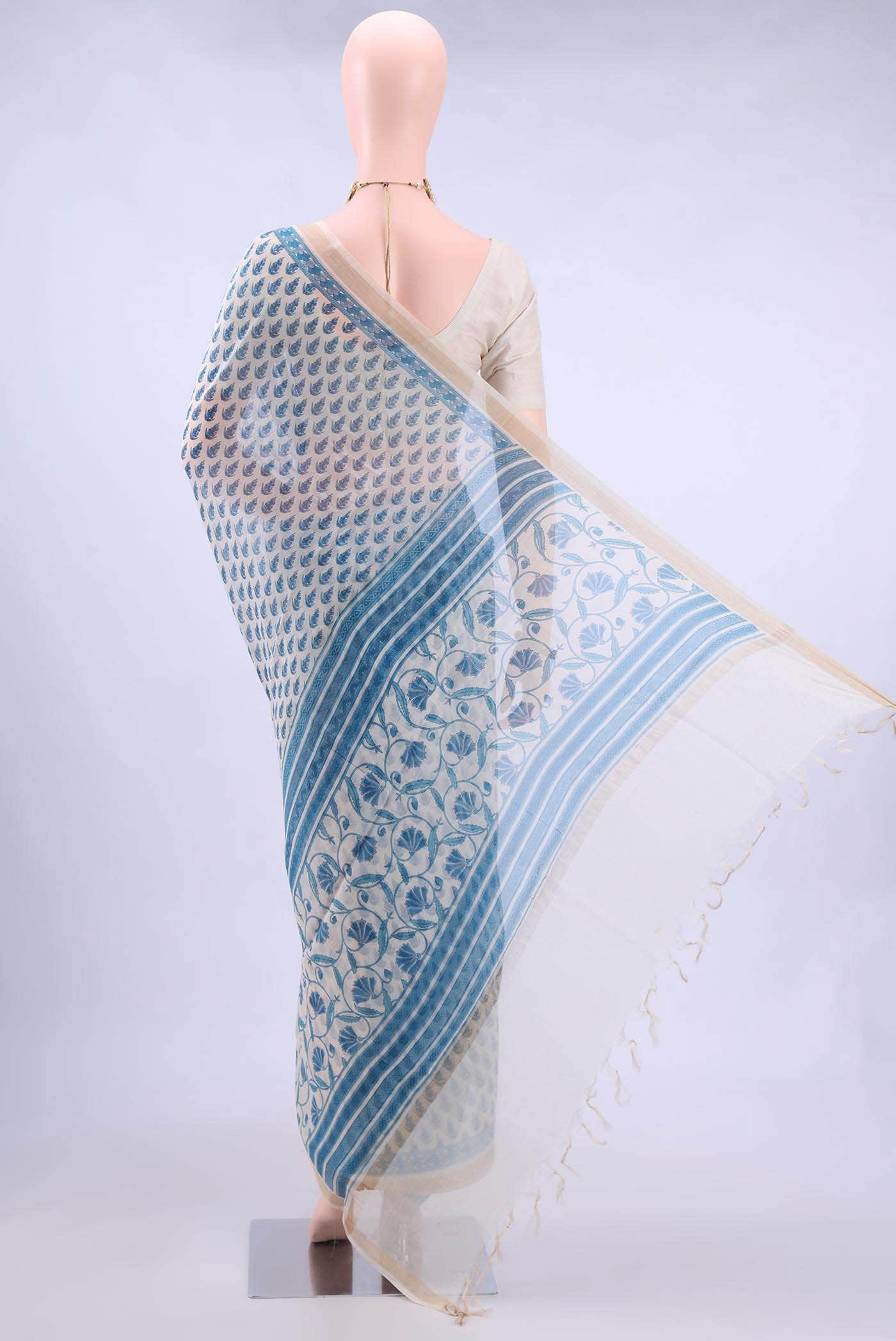 Off White Tussar Saree