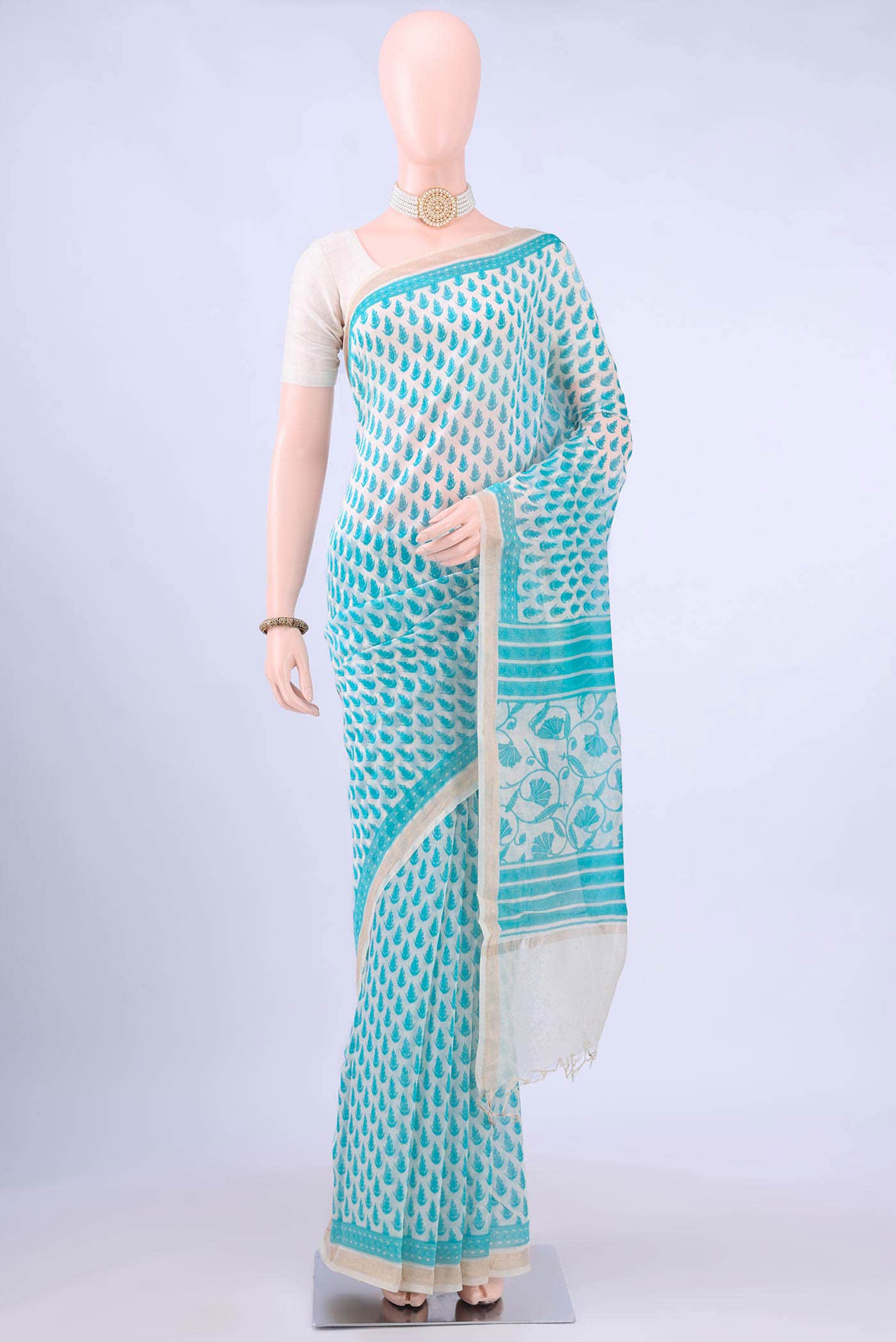 Off White Tussar Saree