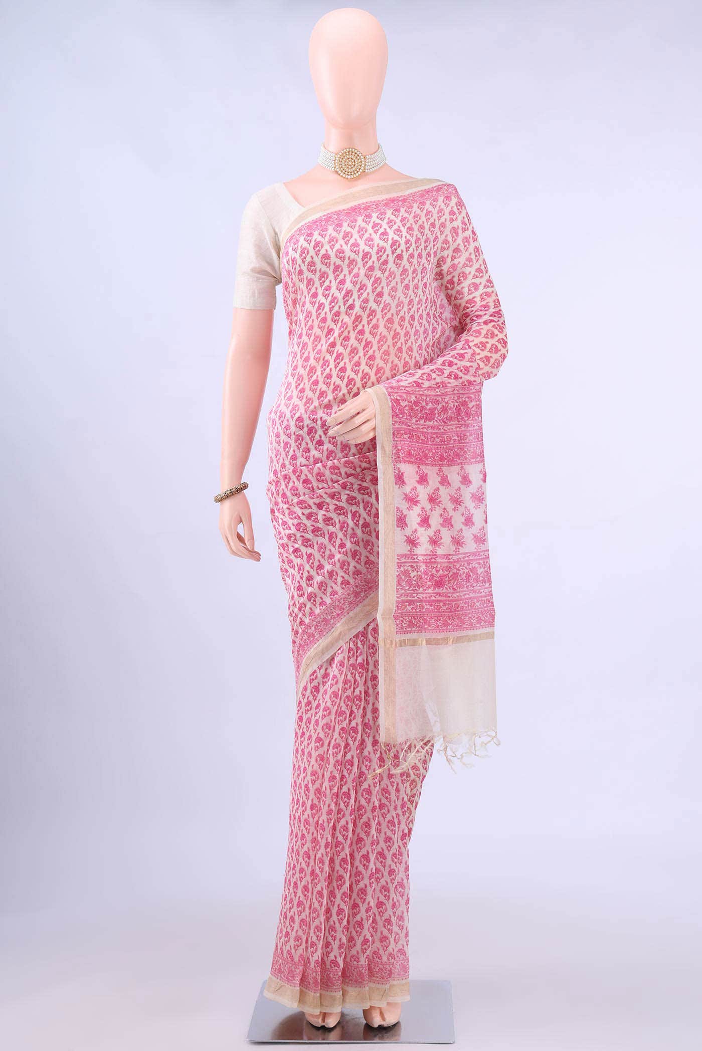Off White Tussar Saree