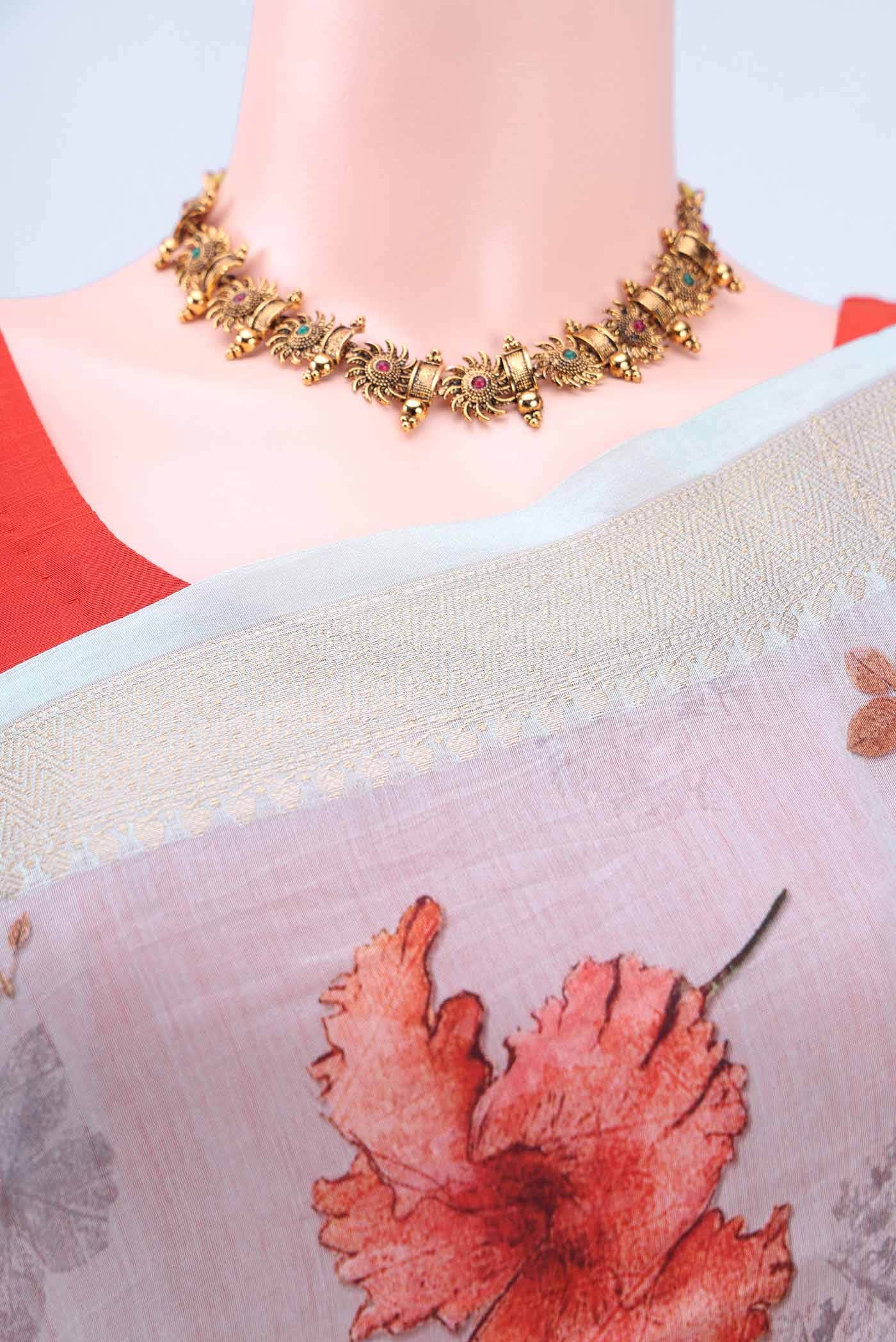 Sky Blue Blended Chanderi Silk Saree