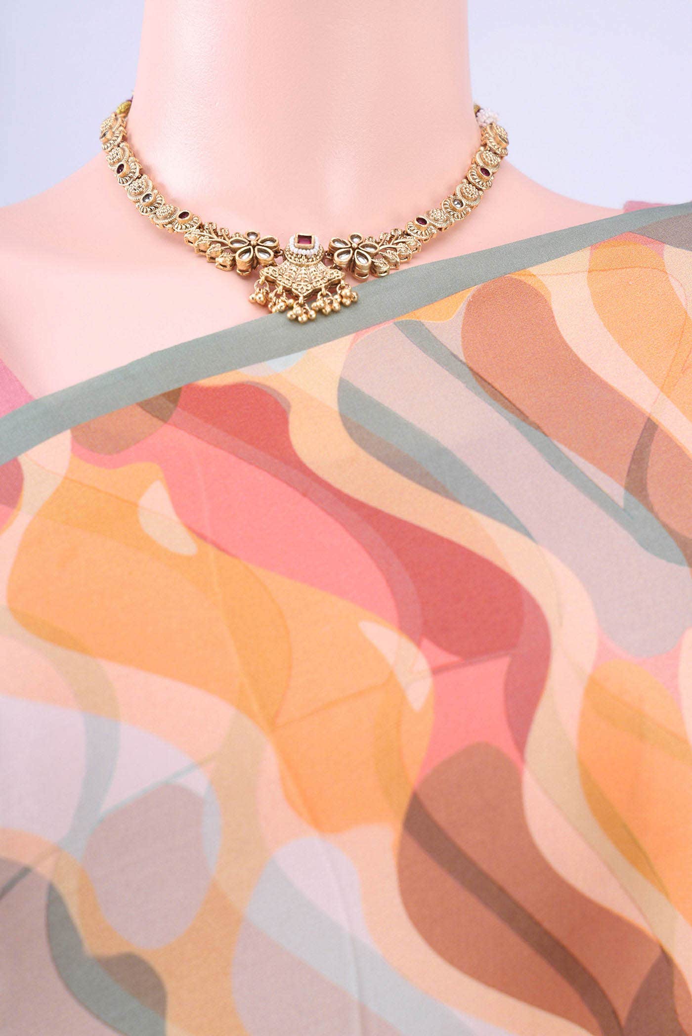 Peach Mysore Crepe Saree