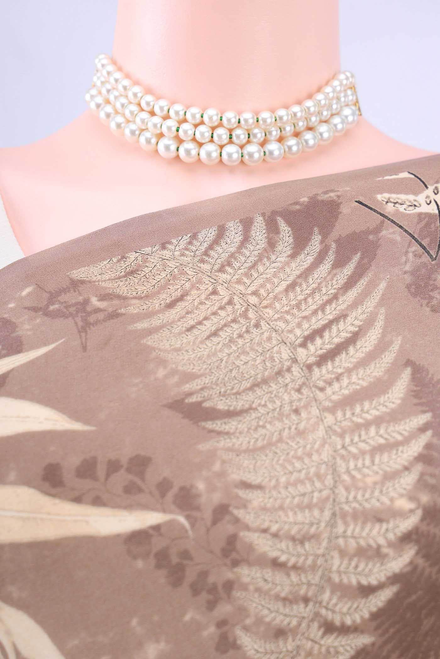Brown Mysore Crepe Saree