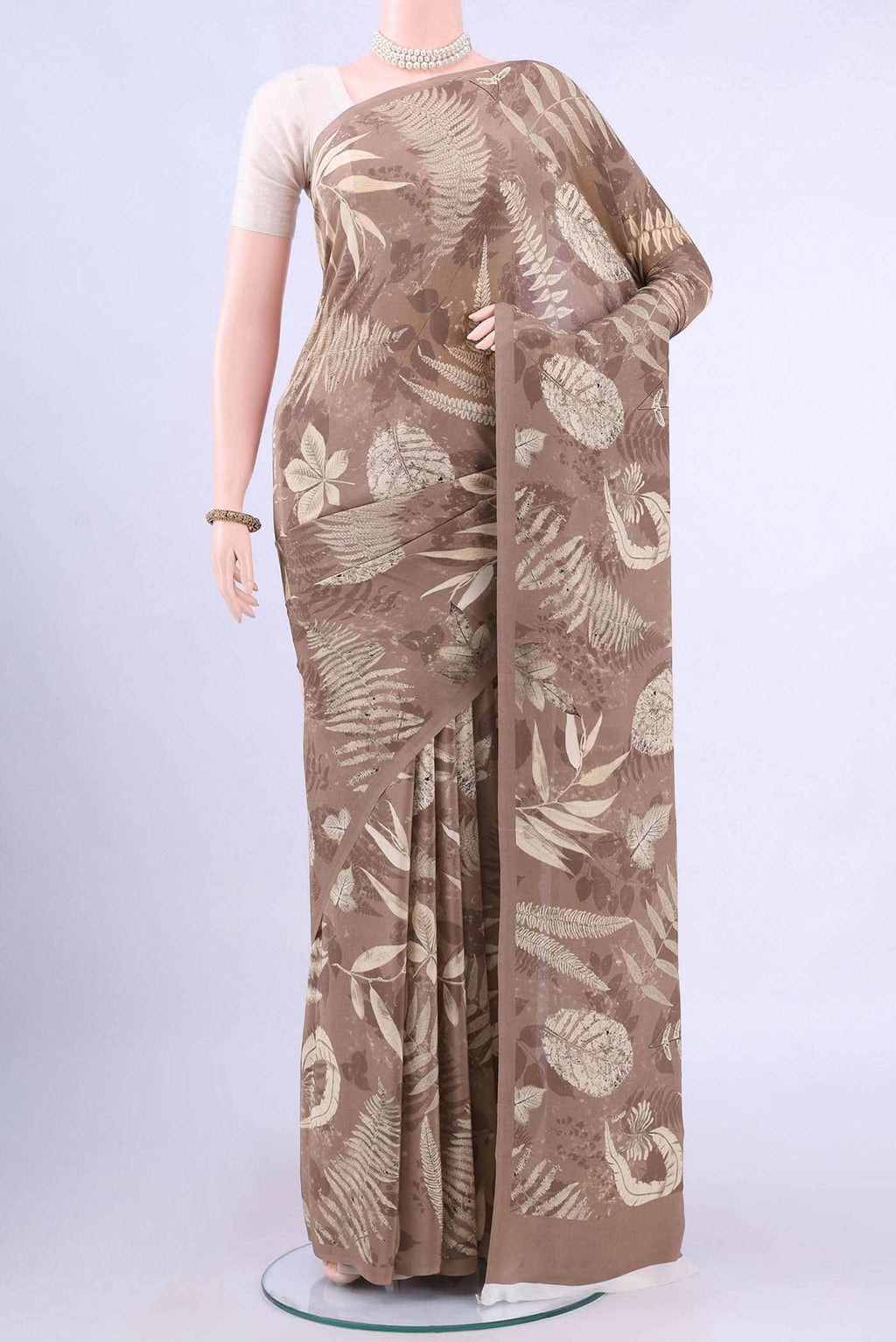 Brown Mysore Crepe Saree