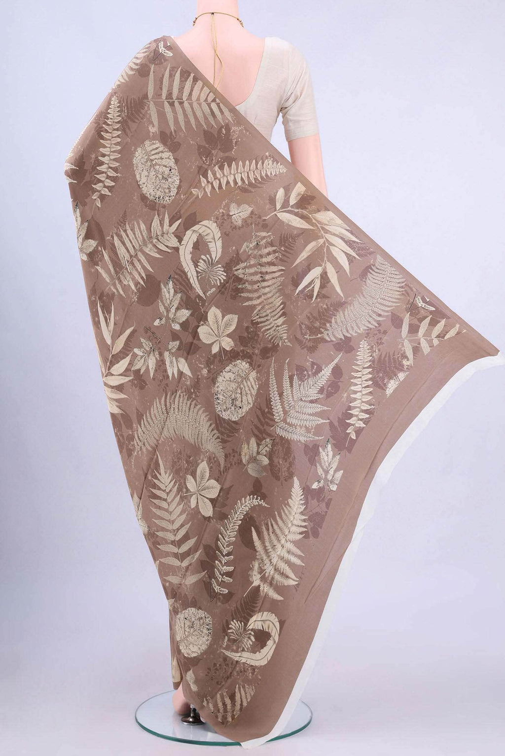 Brown Mysore Crepe Saree