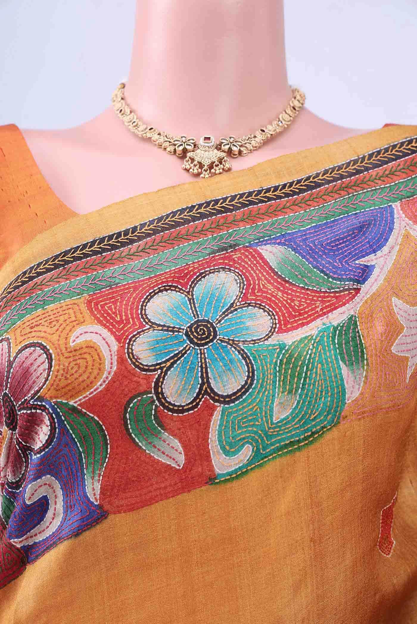 Multi Kantha Silk Saree