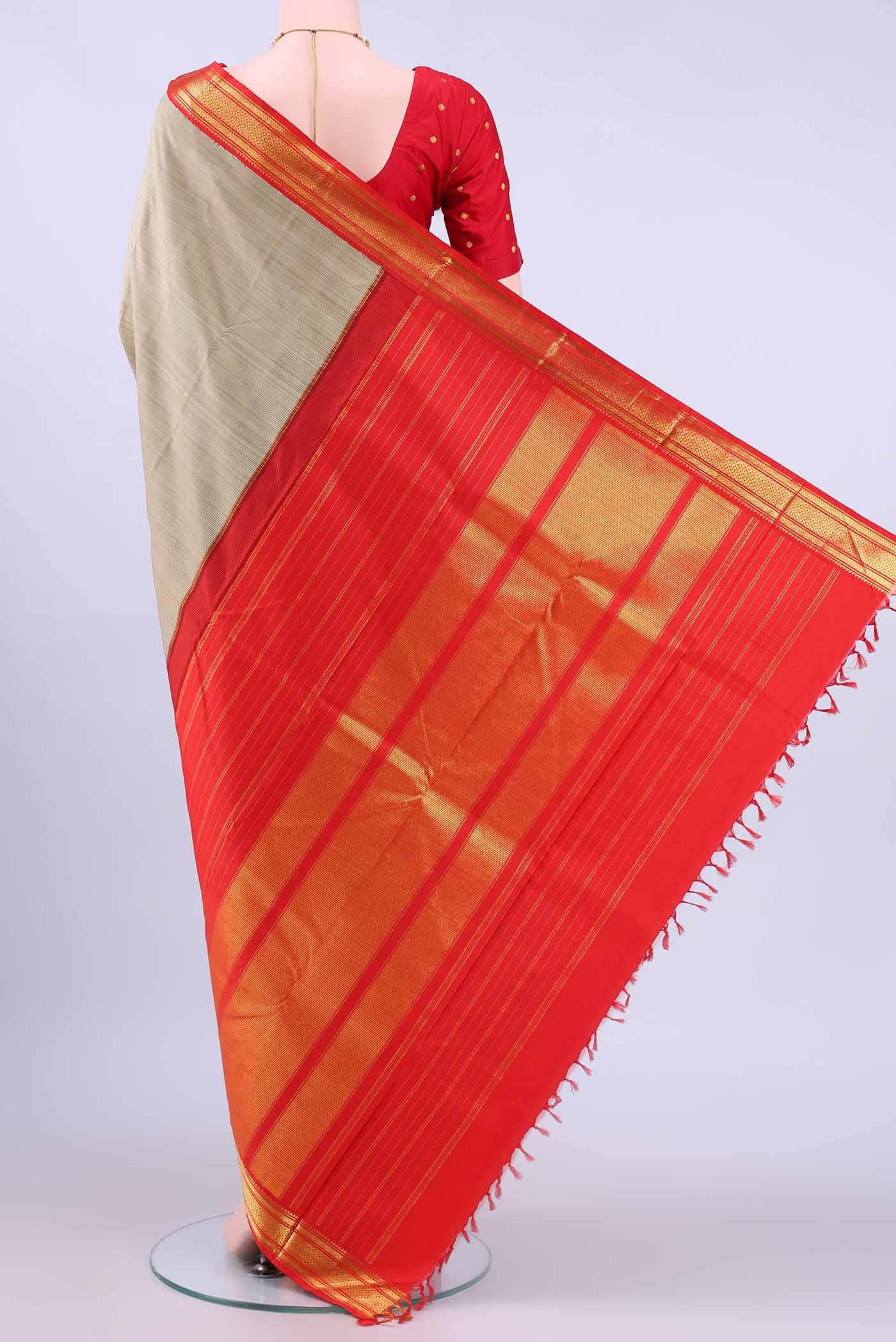 Beige Kanchipuram Silk Saree
