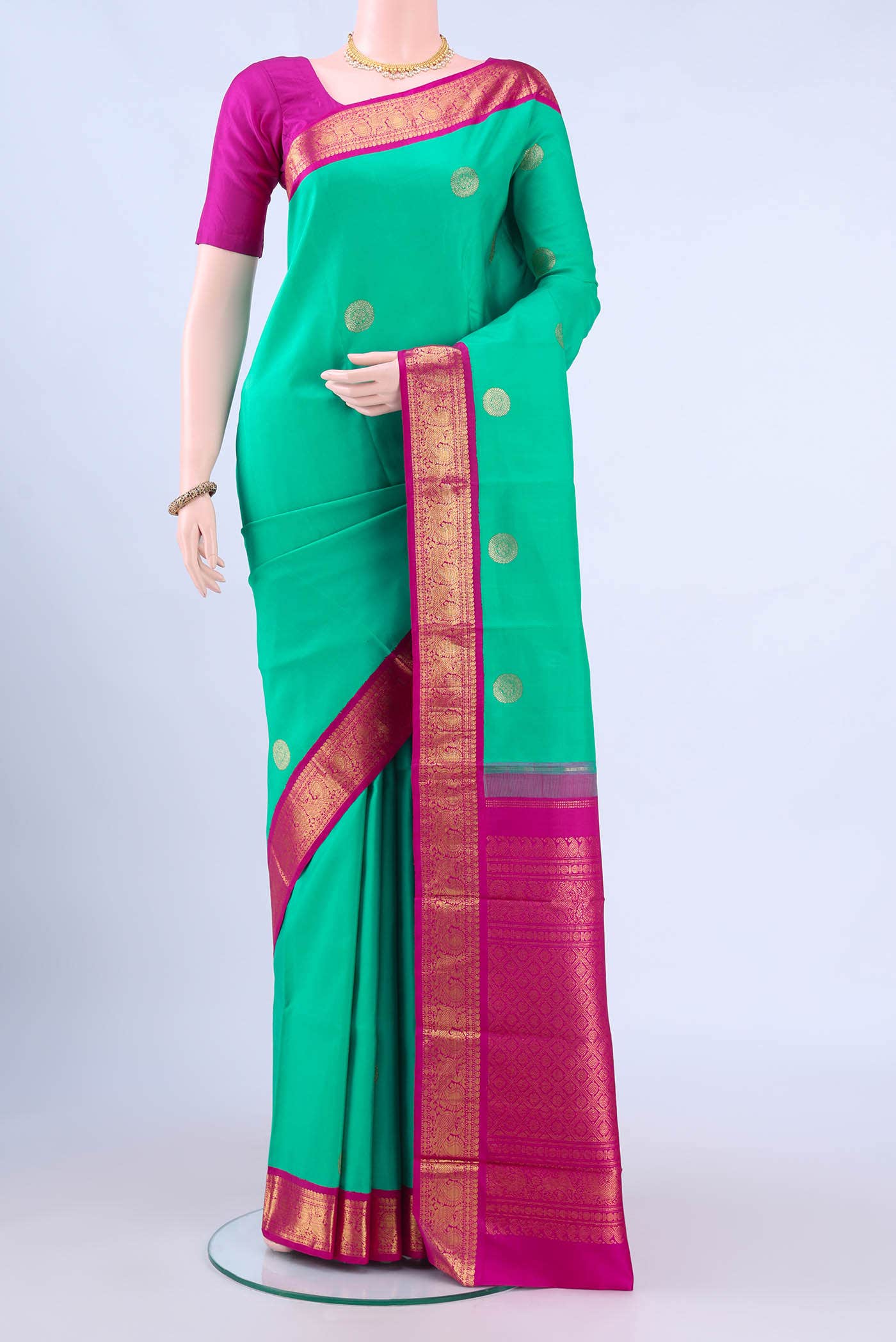 Sky Blue Kanchipuram Silk Saree