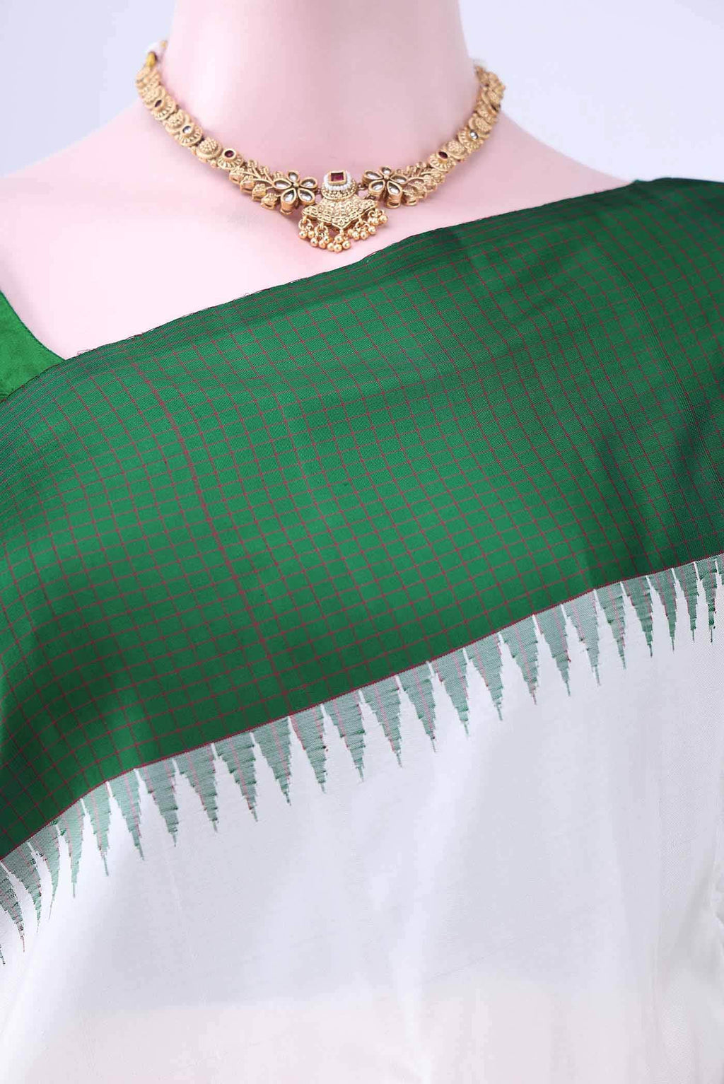 White Kanchipuram Silk Saree