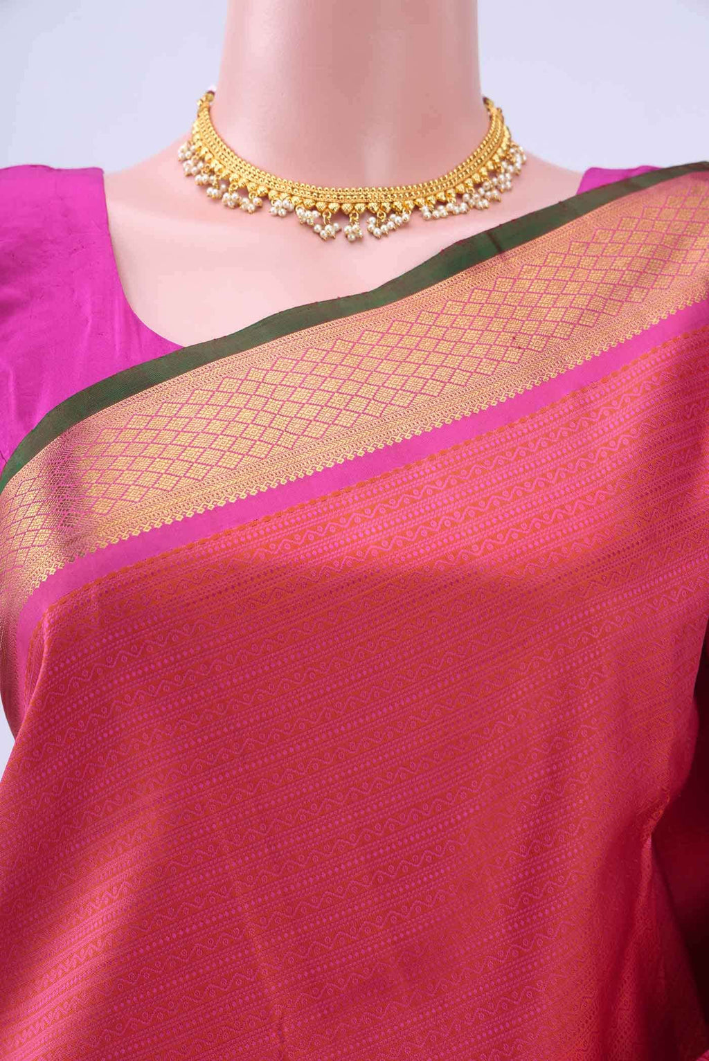 Brick Orange Kanchipuram Silk Saree