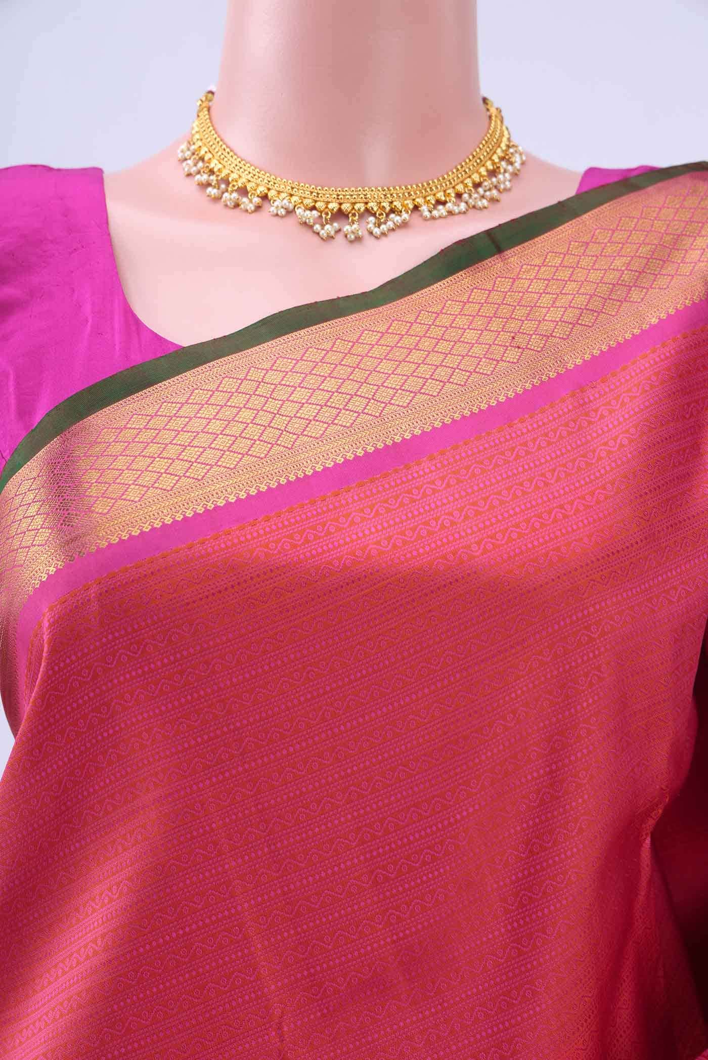 Brick Orange Kanchipuram Silk Saree