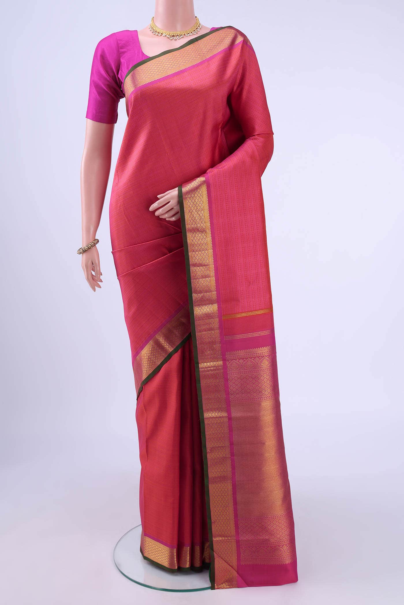 Brick Orange Kanchipuram Silk Saree