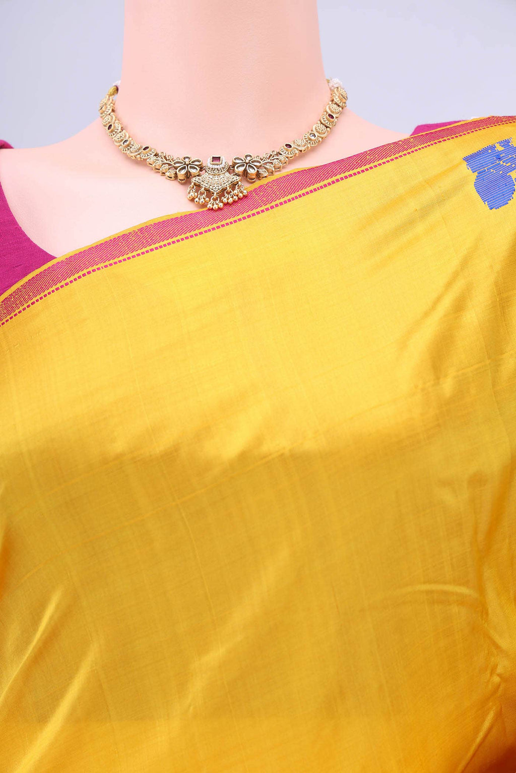 Lemon Yellow Kanchipuram Silk Saree