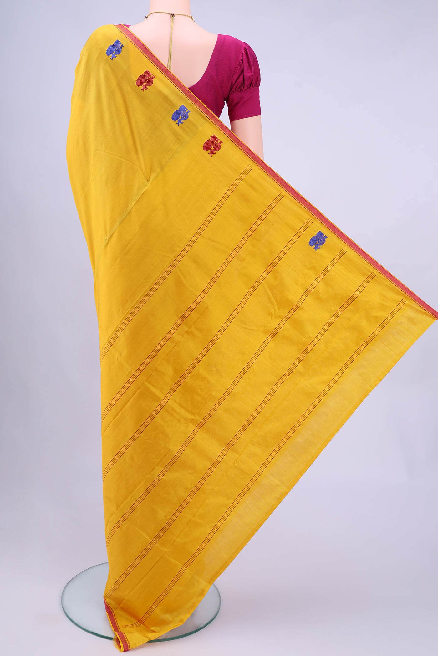 Lemon Yellow Kanchipuram Silk Saree