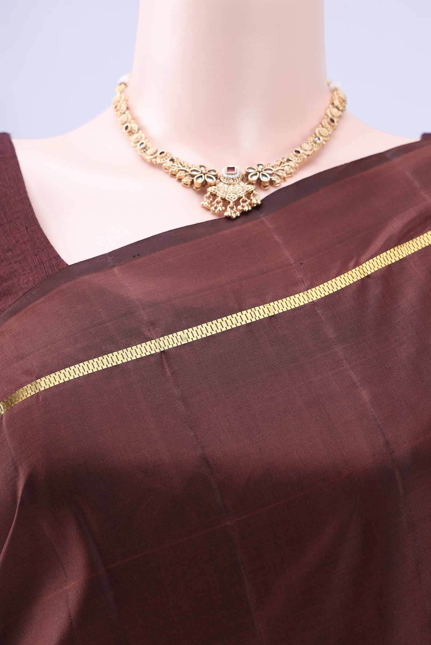 Brown Kanchipuram Silk Saree