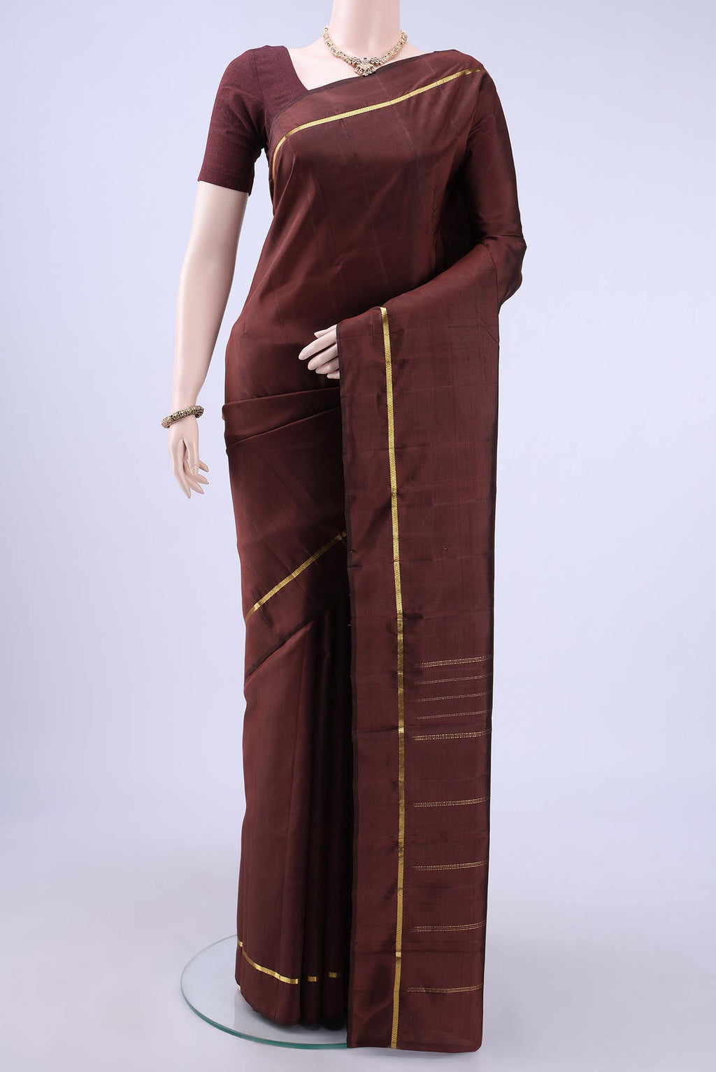 Brown Kanchipuram Silk Saree