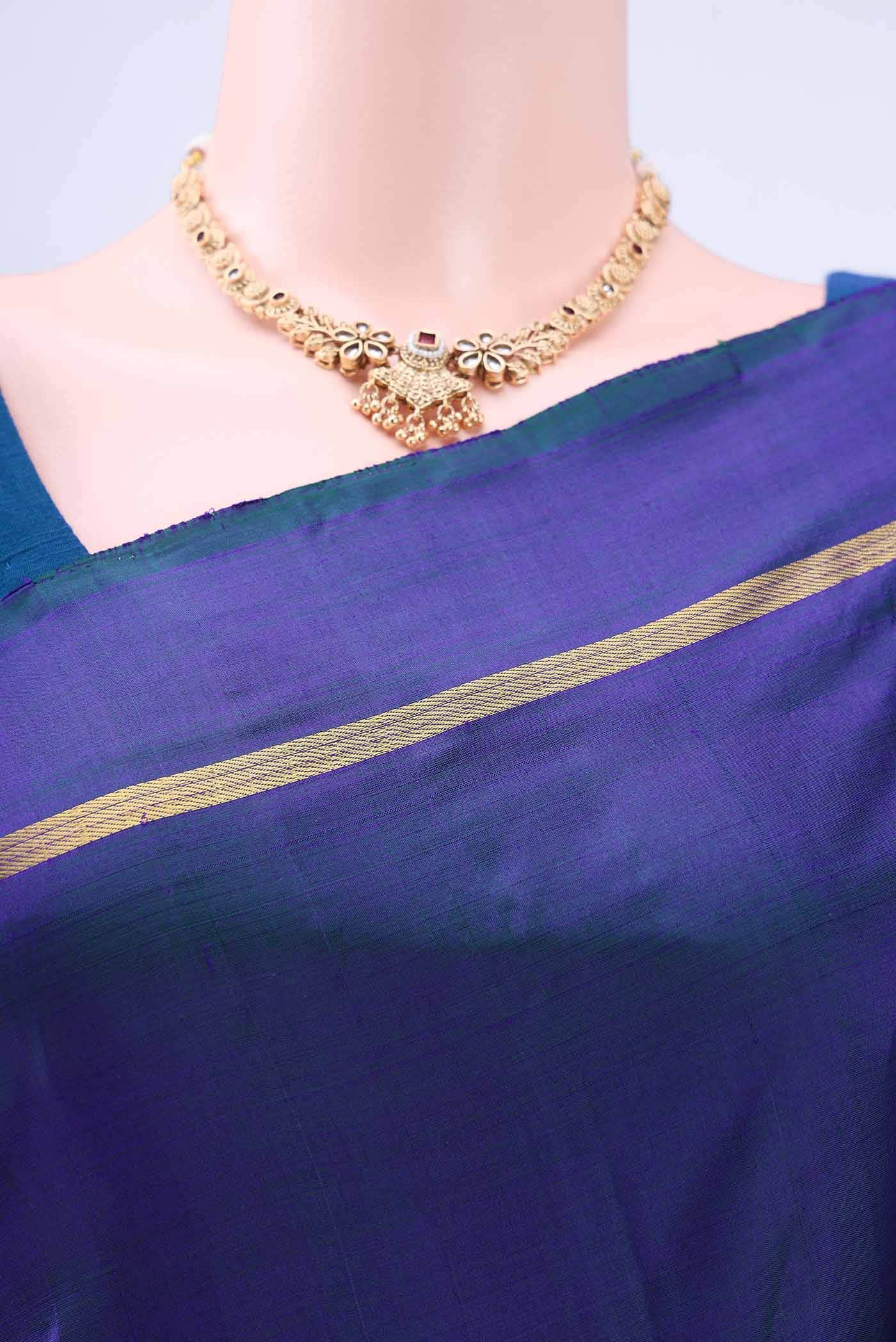 Peacock Blue Kanchipuram Silk Saree