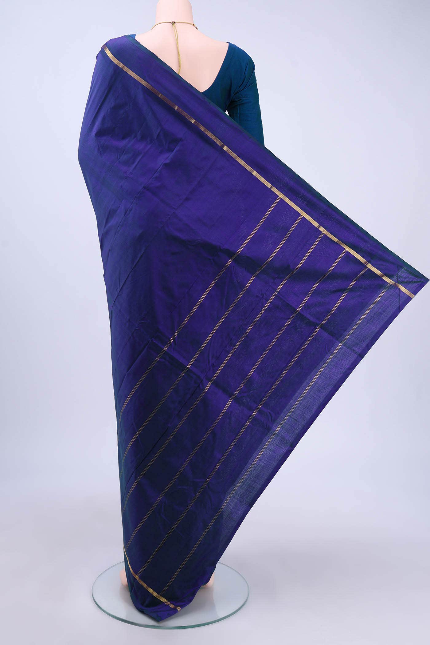Peacock Blue Kanchipuram Silk Saree